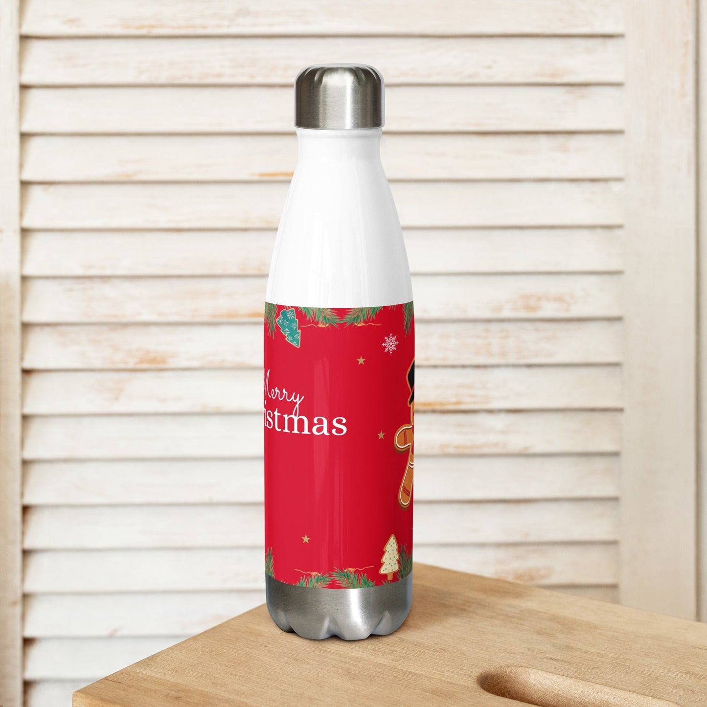 Christmas Gingerbread Man Stainless steel water bottle Unique Drinkware Dreams