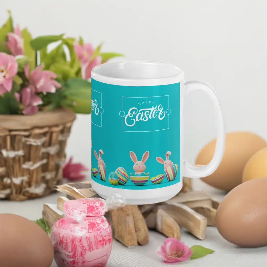 Easter White glossy mug Bunny in Egg Unique Drinkware Dreams