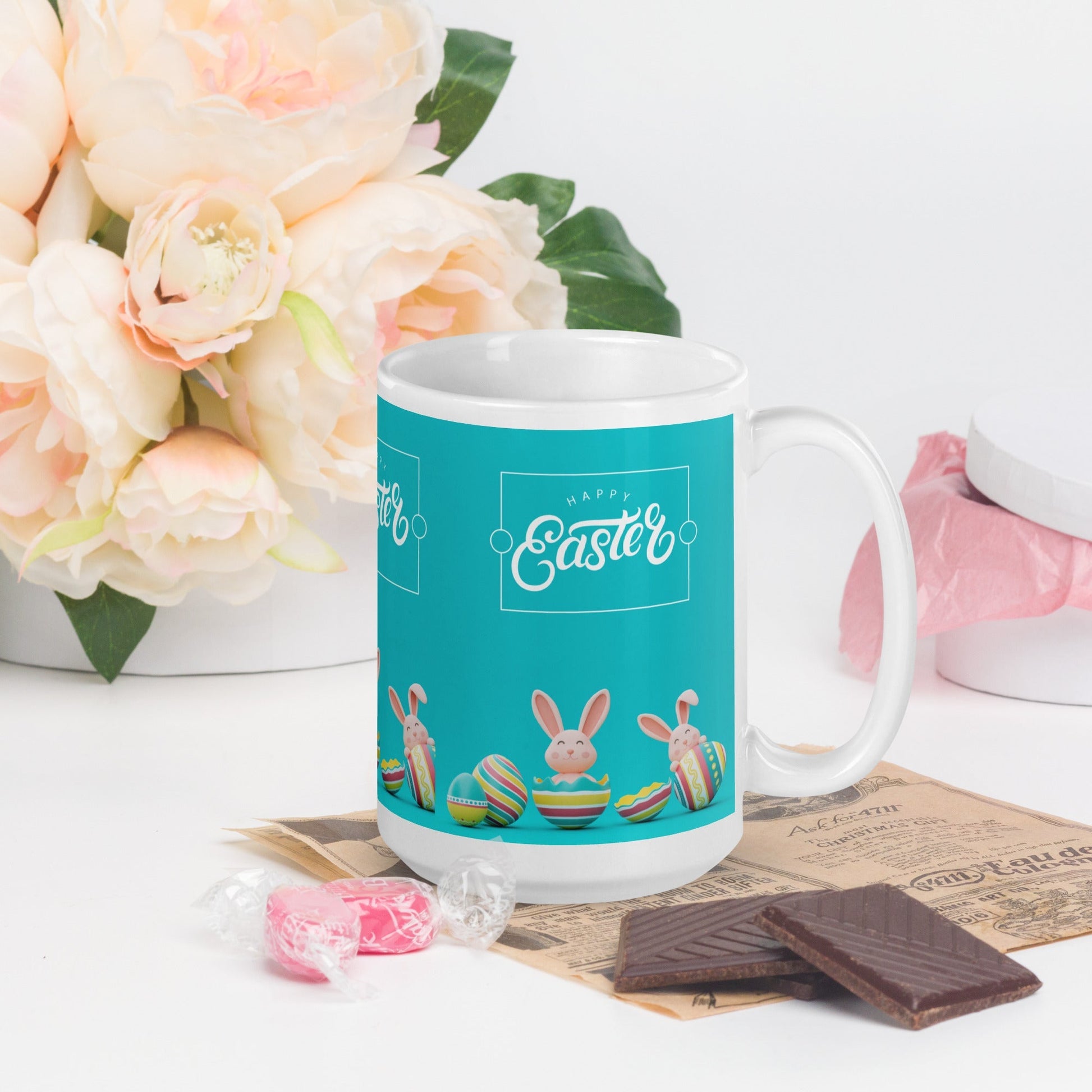 Easter White glossy mug Bunny in Egg Unique Drinkware Dreams