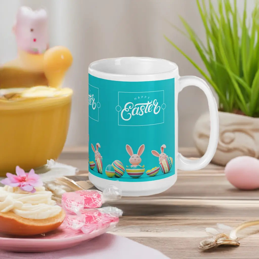 Easter White glossy mug Bunny in Egg Unique Drinkware Dreams