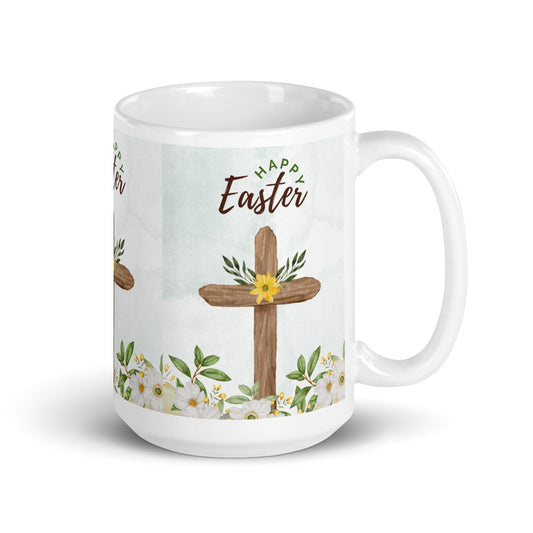 Easter White glossy mug Cross Unique Drinkware Dreams