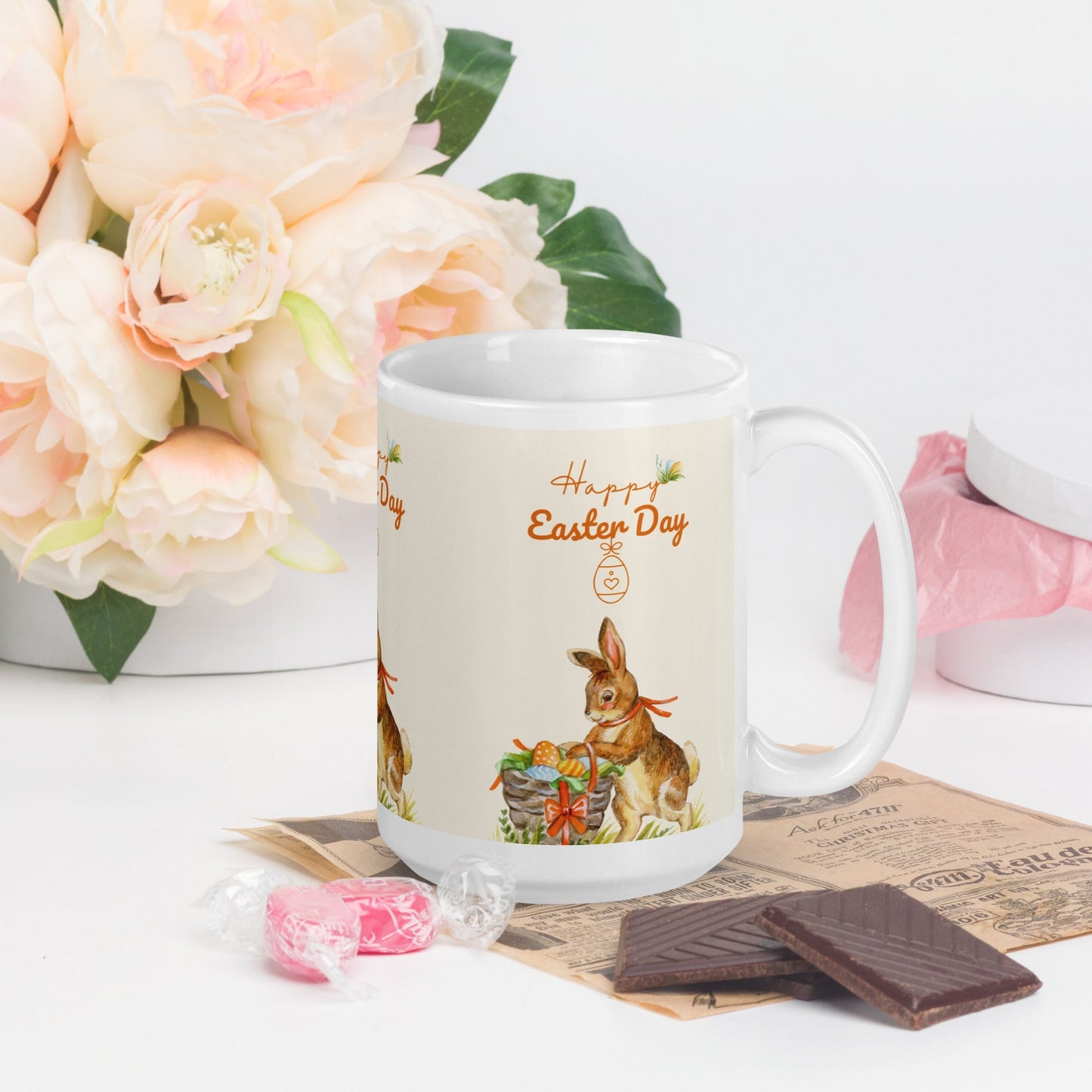 Easter White glossy mug Peter Rabbit Unique Drinkware Dreams