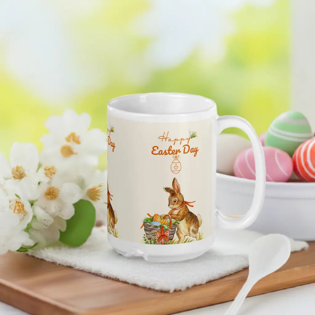 Easter White glossy mug Peter Rabbit Unique Drinkware Dreams