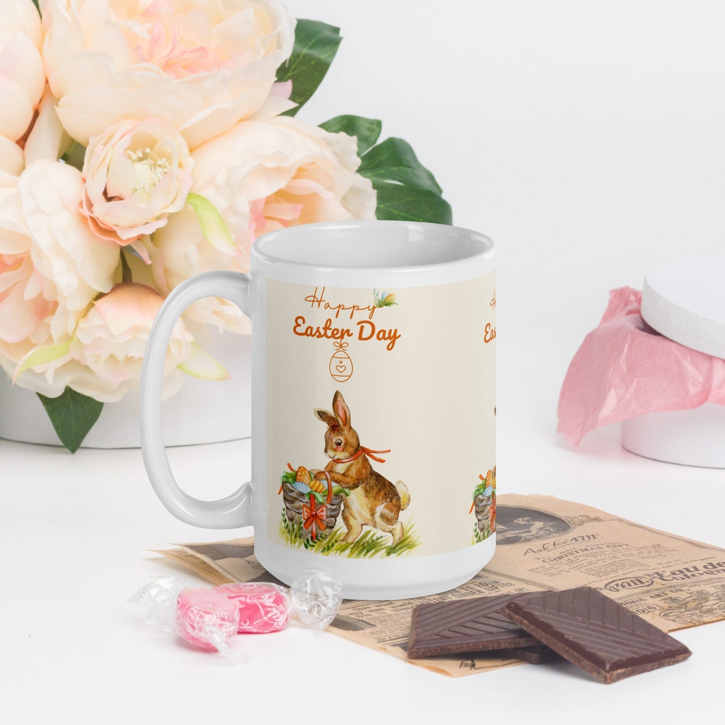 Easter White glossy mug Peter Rabbit Unique Drinkware Dreams