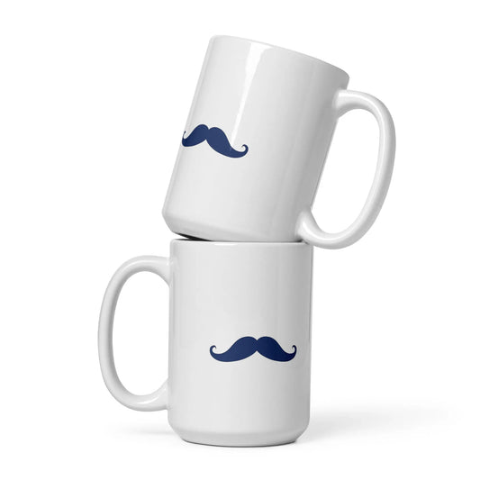 Fathers Day Moustache White glossy mug Unique Drinkware Dreams