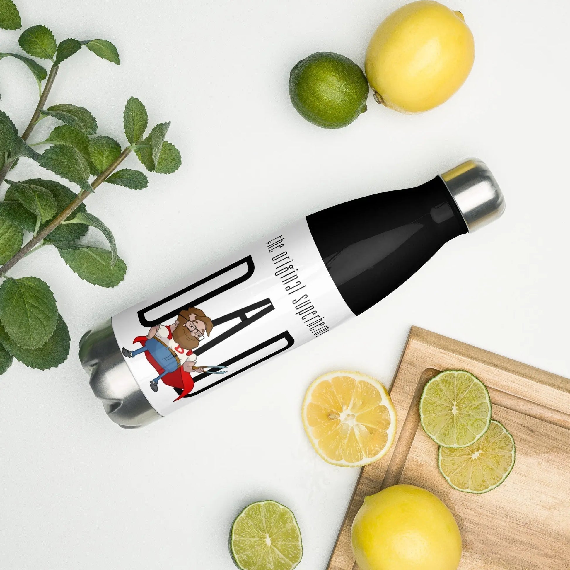 Fathers Day Super Dad Stainless steel water bottle Unique Drinkware Dreams