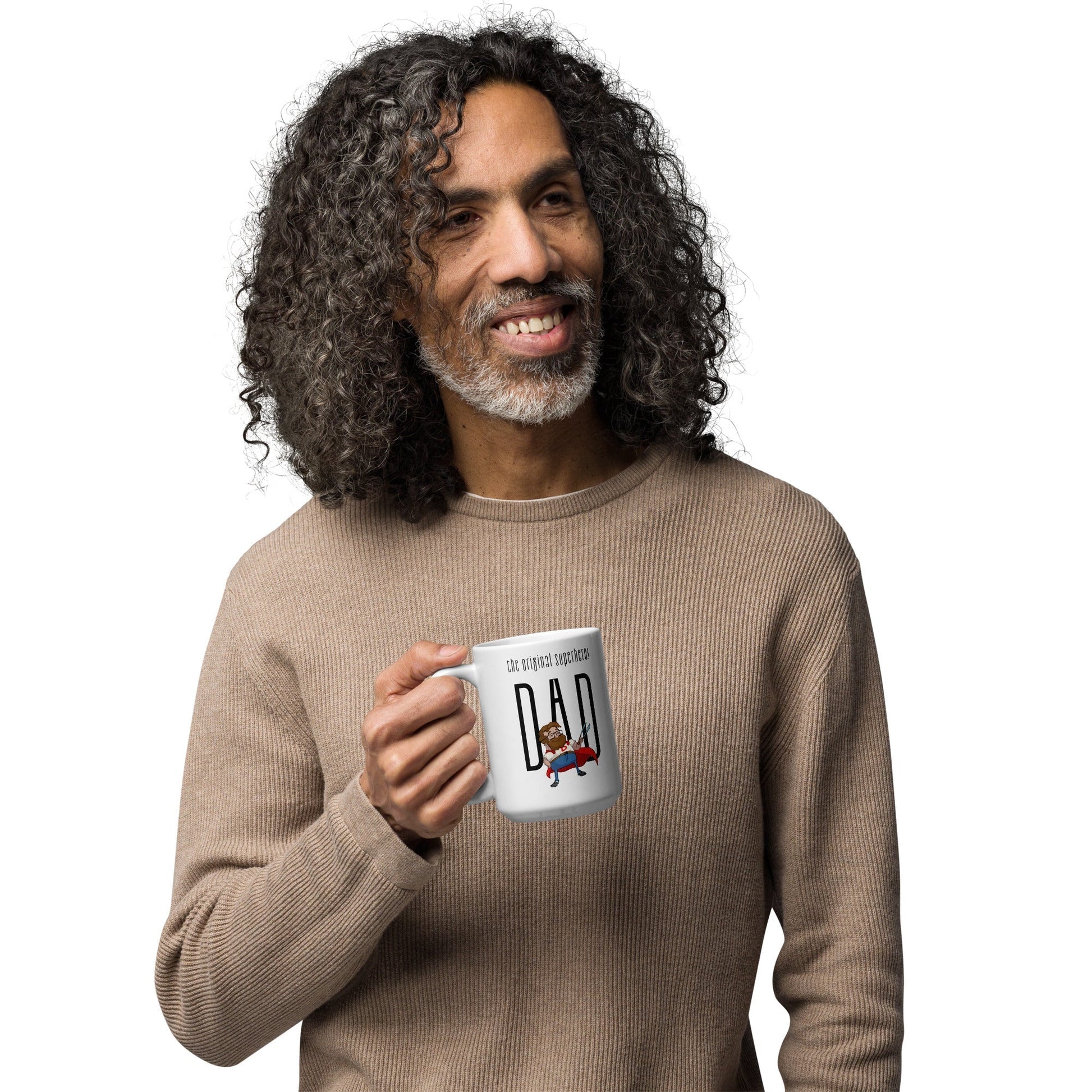 Fathers Super Dad White glossy mug Unique Drinkware Dreams