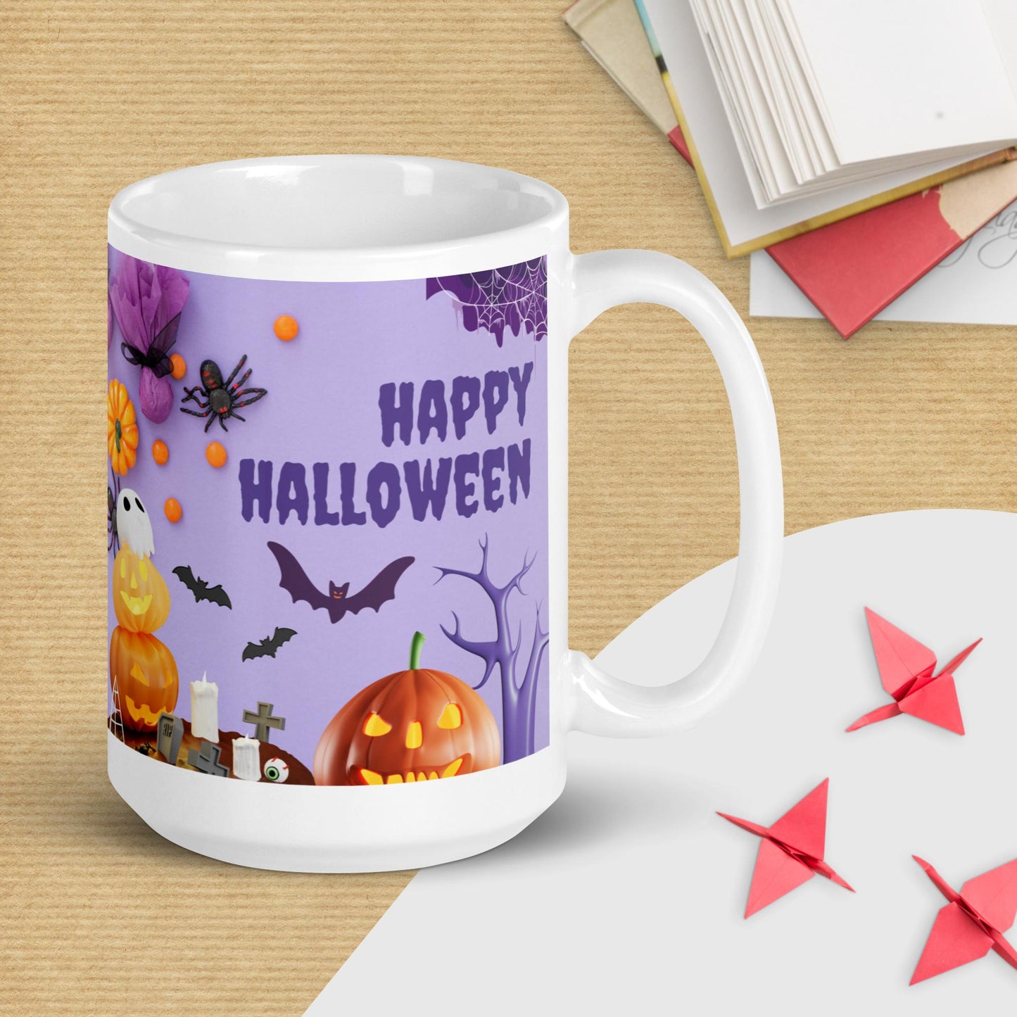 Halloween Scary Emblems White glossy mug Unique Drinkware Dreams