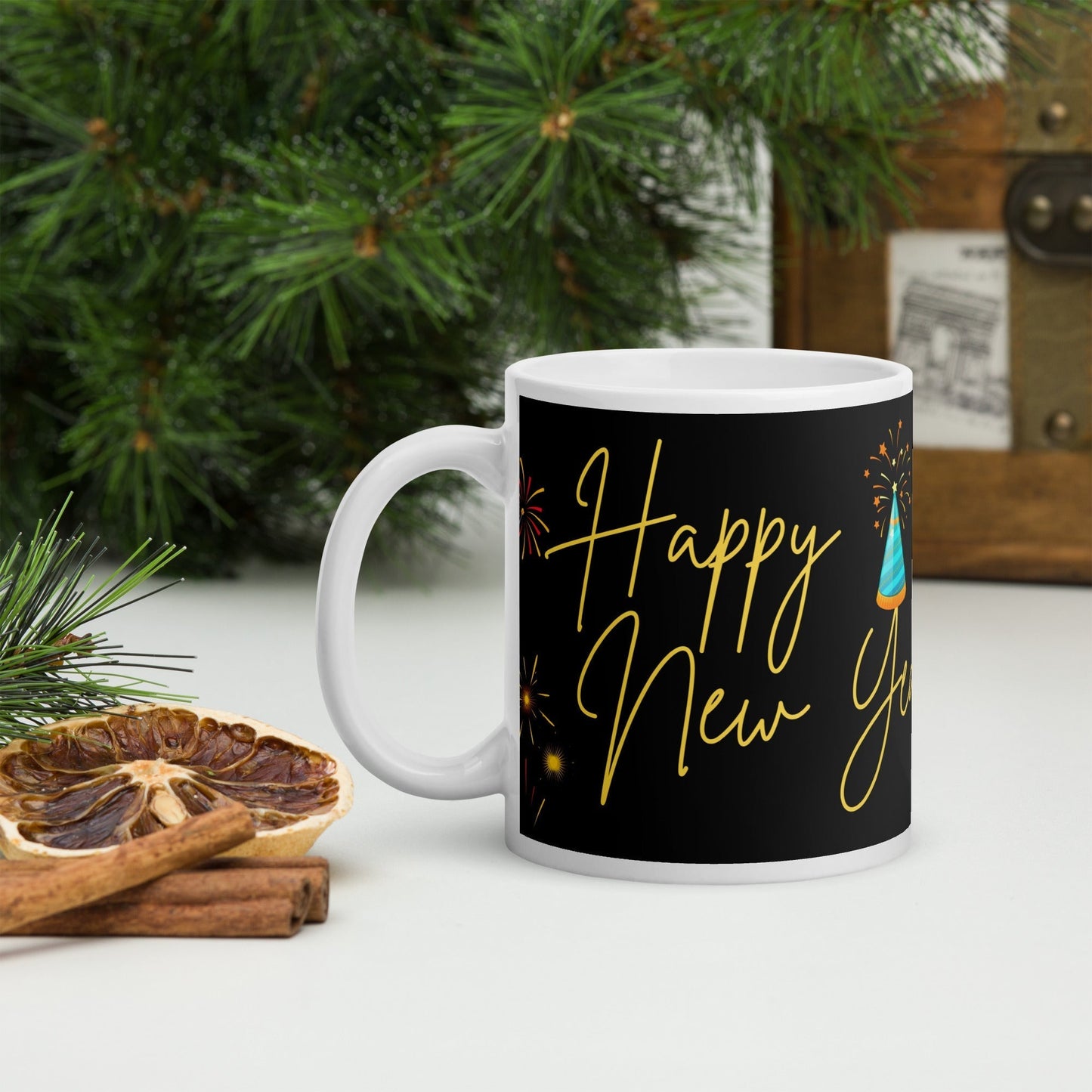 Happy New Years White glossy mug Unique Drinkware Dreams