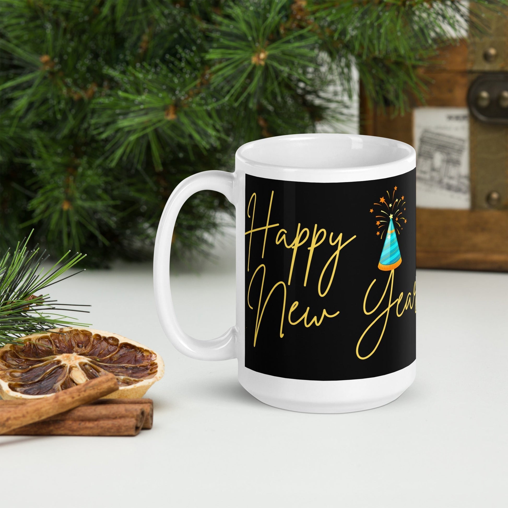 Happy New Years White glossy mug Unique Drinkware Dreams