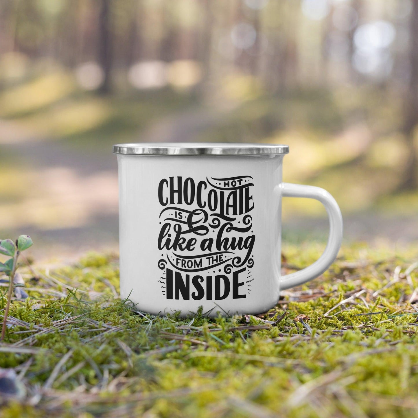 Hot Chocolate is like a hug from the Inside Enamel Mug Unique Drinkware Dreams