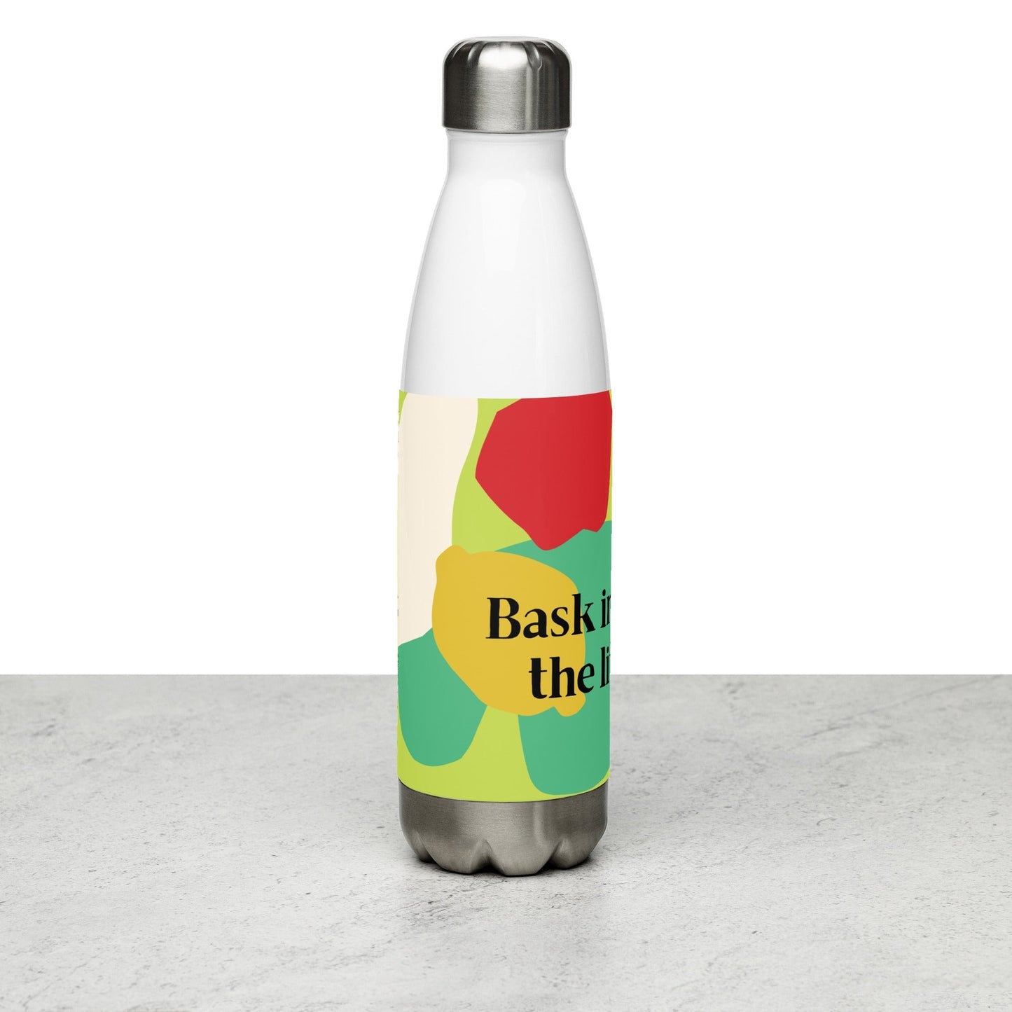 Inspirational 'Bask in the Joy of the Little Things' Stainless steel water bottle Unique Drinkware Dreams