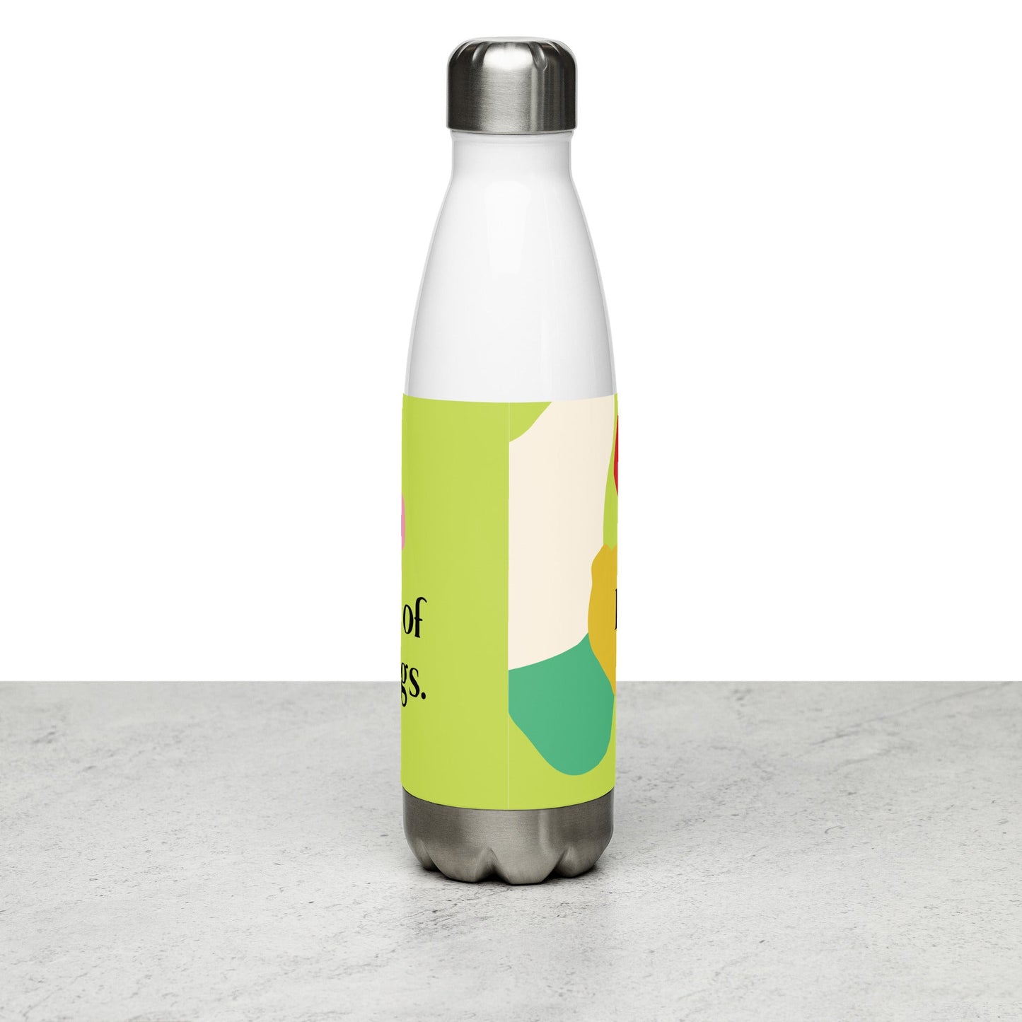 Inspirational 'Bask in the Joy of the Little Things' Stainless steel water bottle Unique Drinkware Dreams