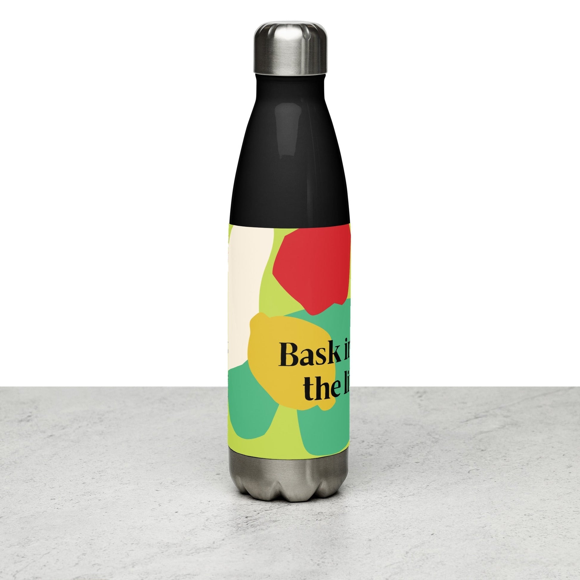 Inspirational 'Bask in the Joy of the Little Things' Stainless steel water bottle Unique Drinkware Dreams