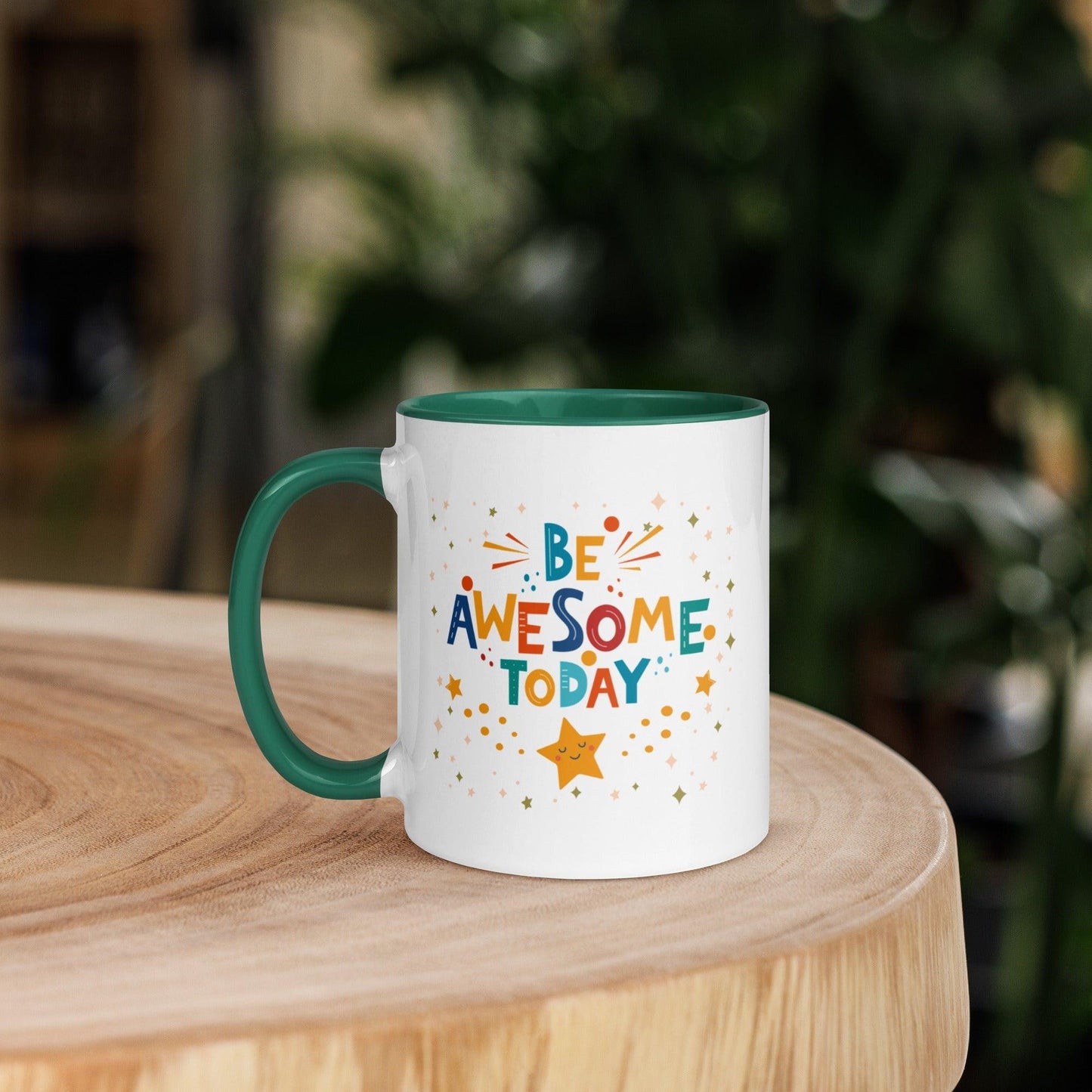 Inspirational Mug 'Be Awesome Today' with Color Inside Unique Drinkware Dreams