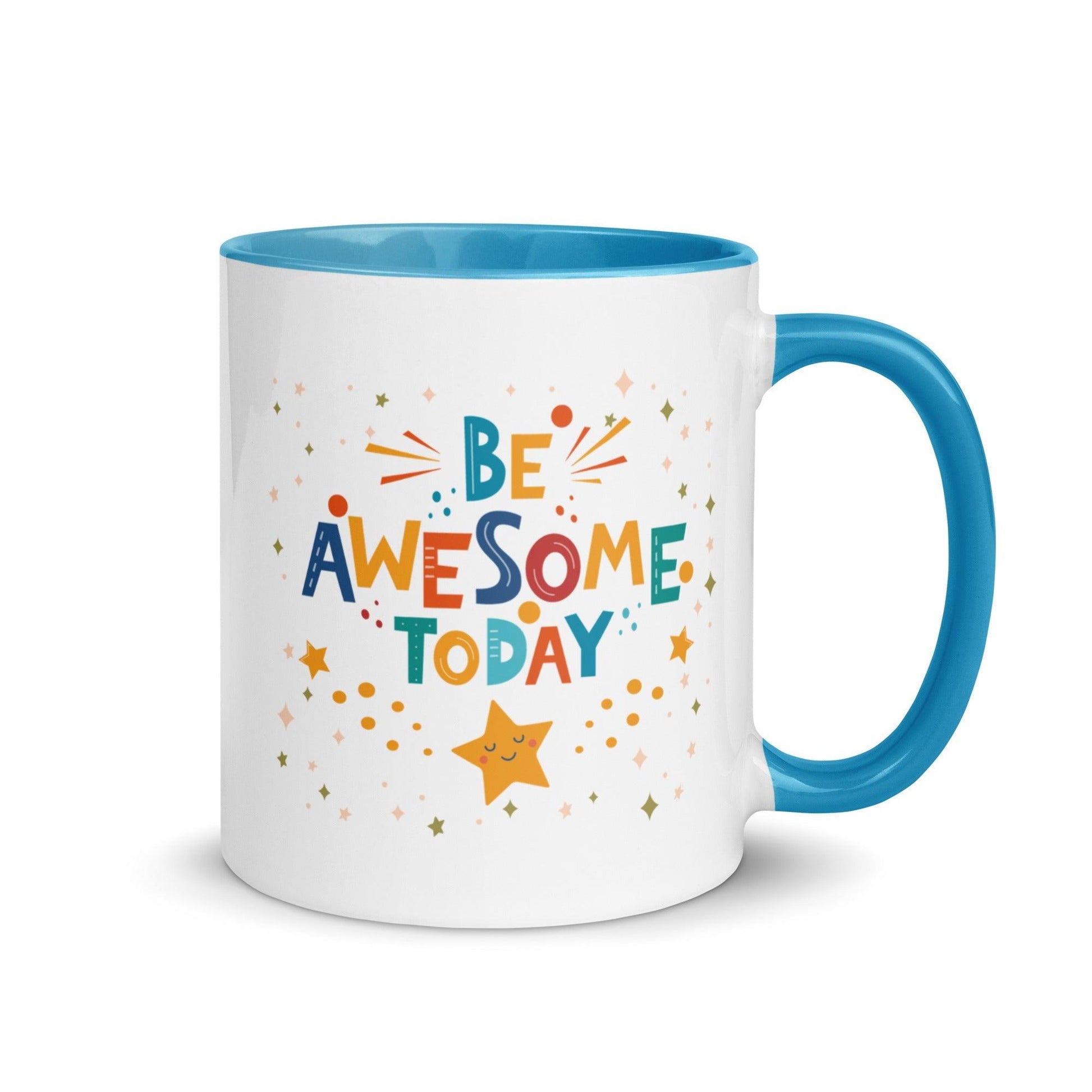 Inspirational Mug 'Be Awesome Today' with Color Inside Unique Drinkware Dreams