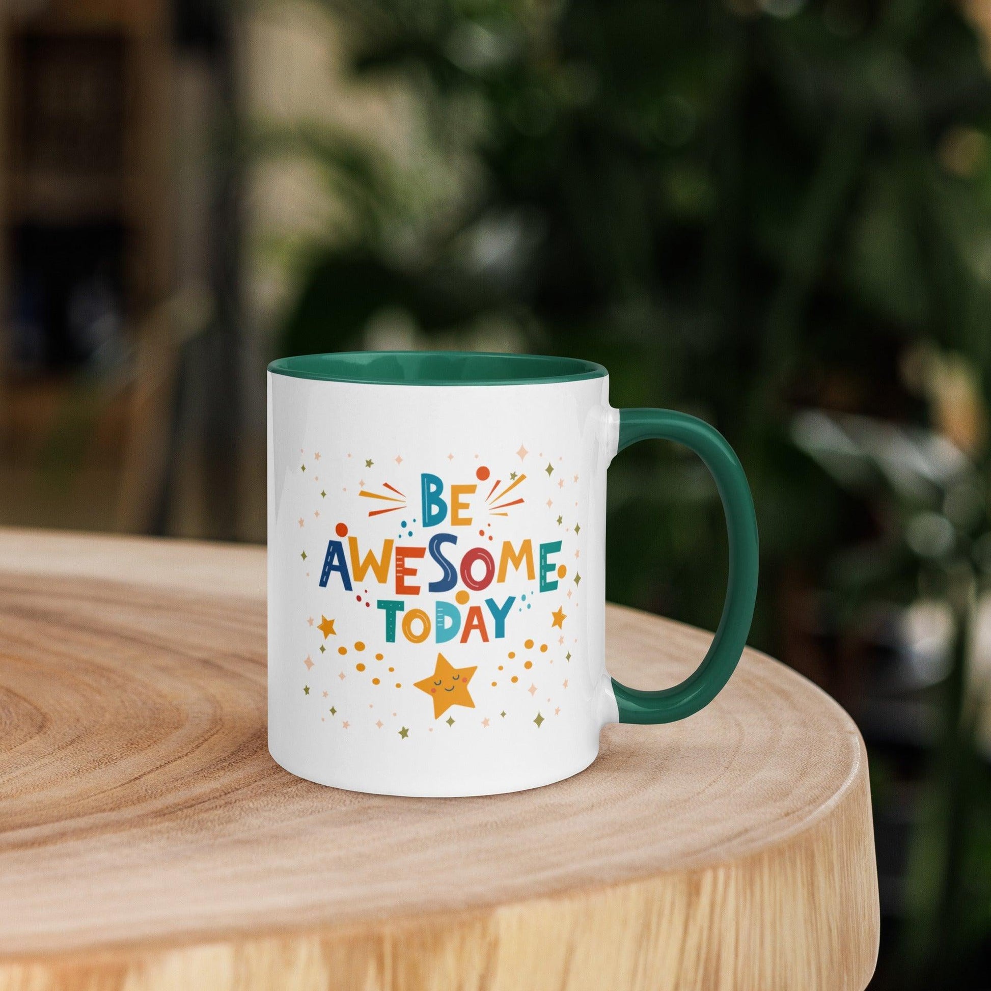 Inspirational Mug 'Be Awesome Today' with Color Inside Unique Drinkware Dreams