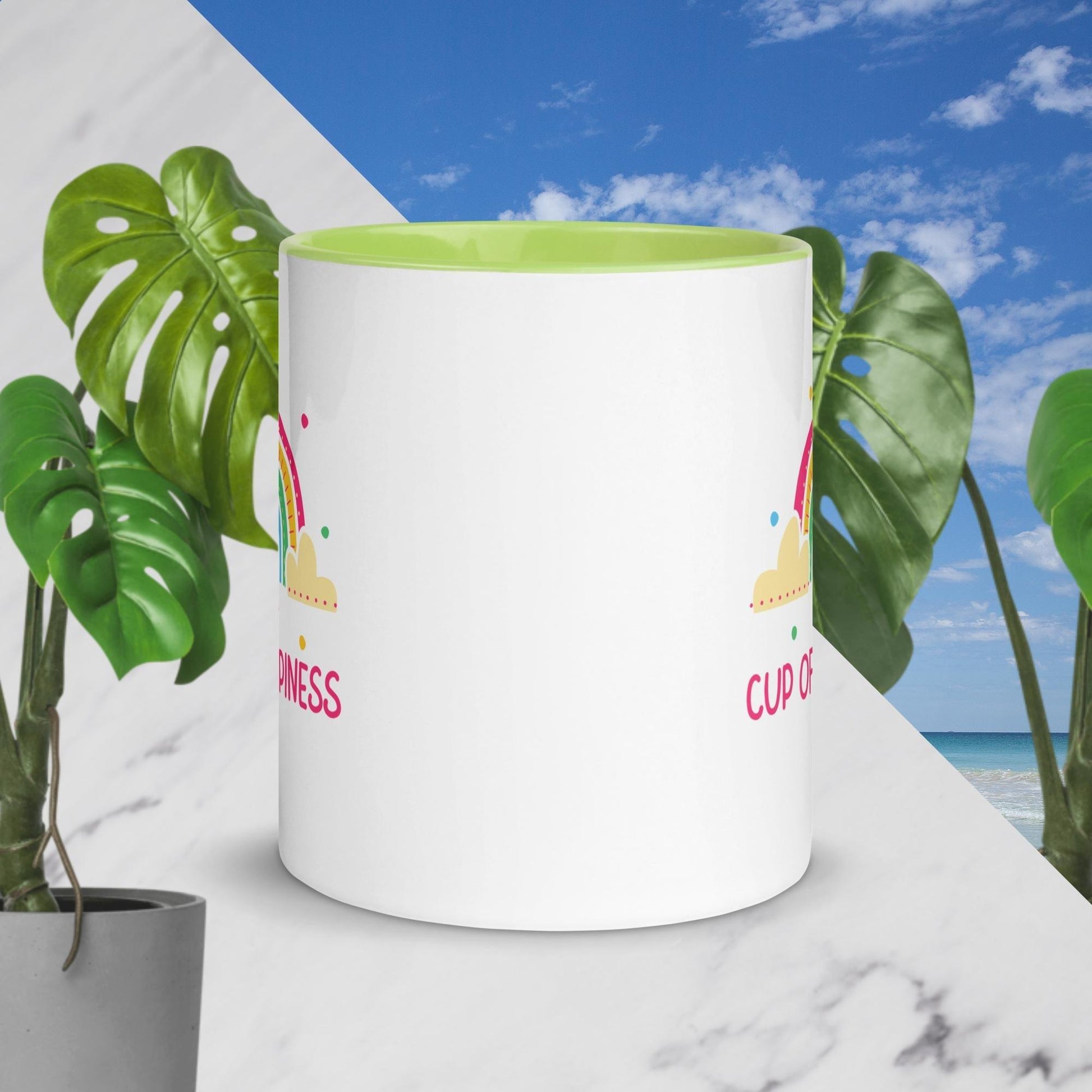 Inspirational Mug 'Cup of Happiness' with Color Inside Unique Drinkware Dreams