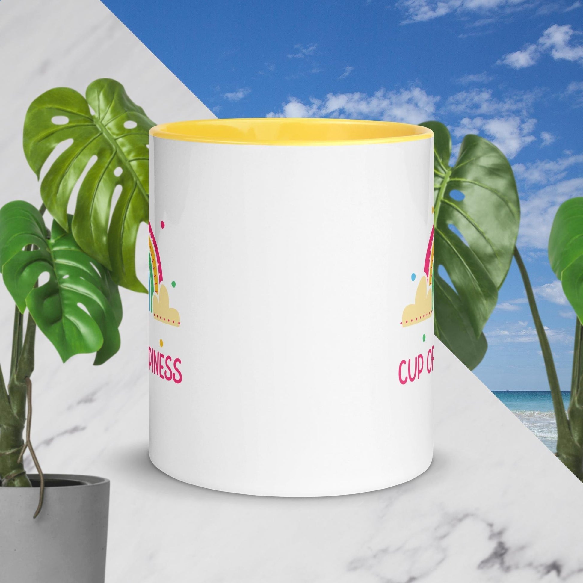 Inspirational Mug 'Cup of Happiness' with Color Inside Unique Drinkware Dreams