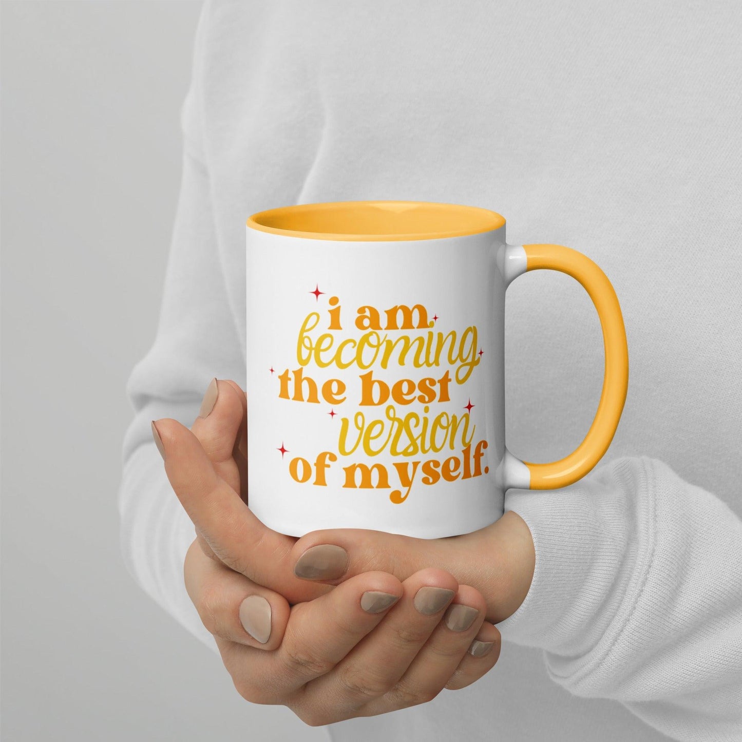 Inspirational Mug 'I am becoming the best version of myself' with Color Inside Unique Drinkware Dreams