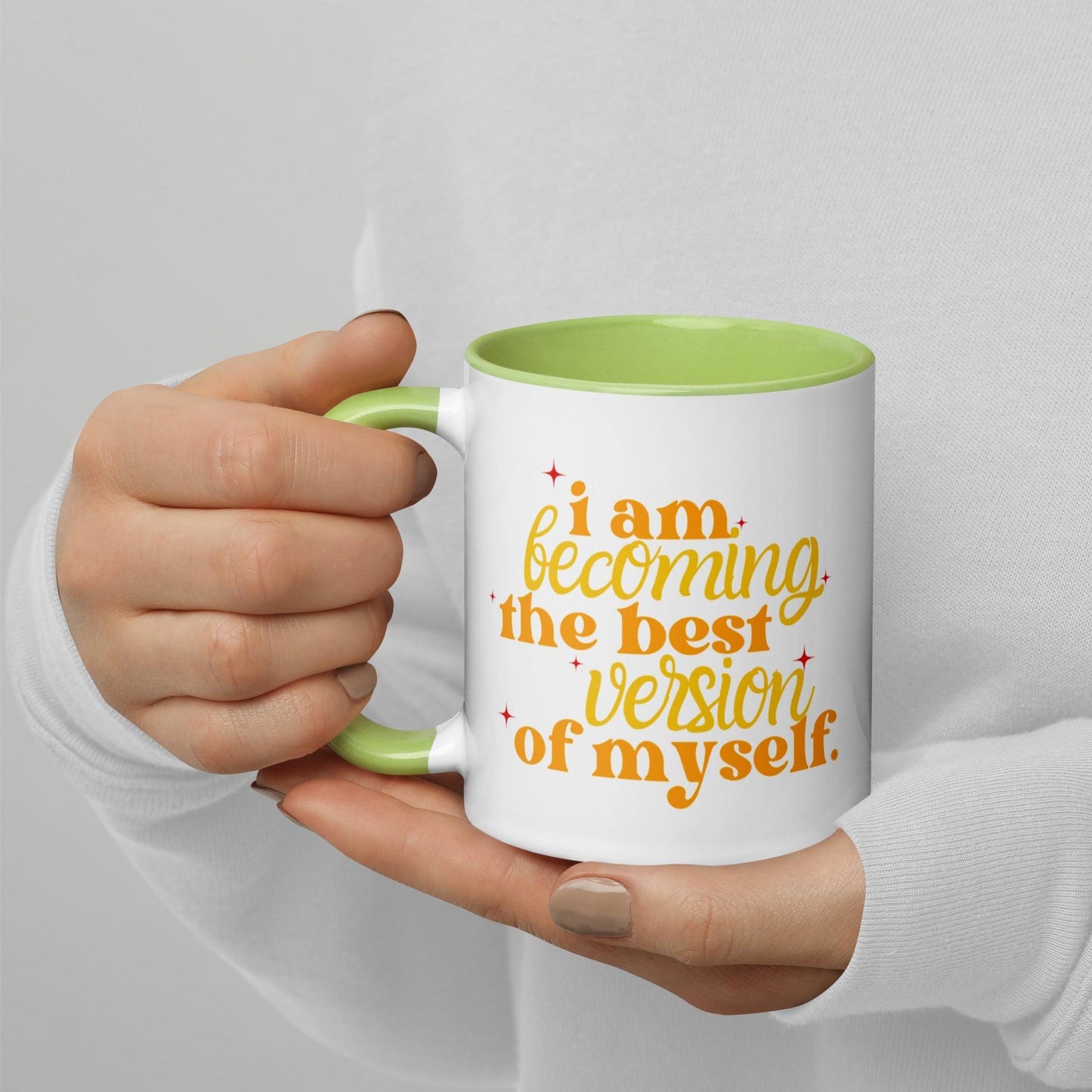 Inspirational Mug 'I am becoming the best version of myself' with Color Inside Unique Drinkware Dreams