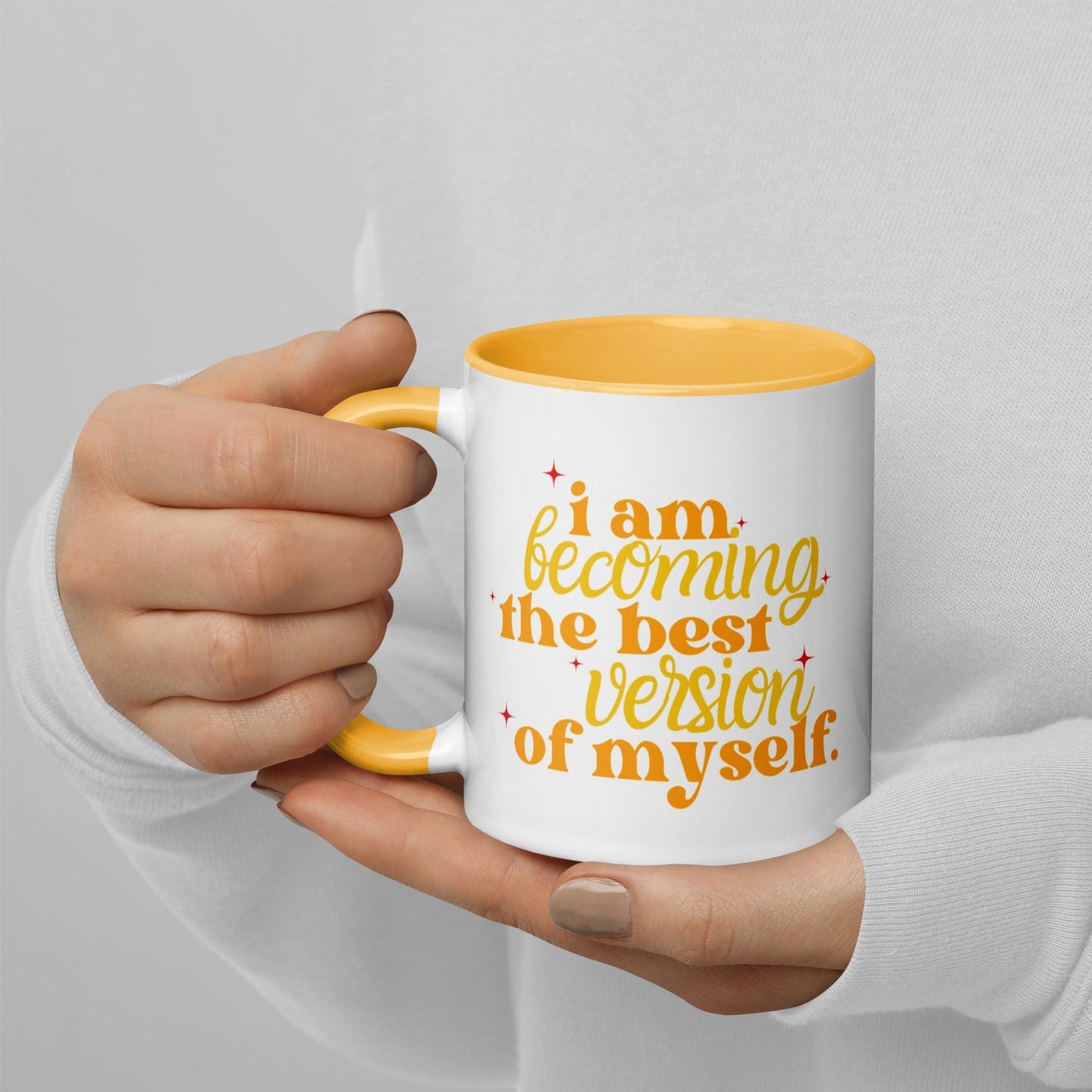 Inspirational Mug 'I am becoming the best version of myself' with Color Inside Unique Drinkware Dreams