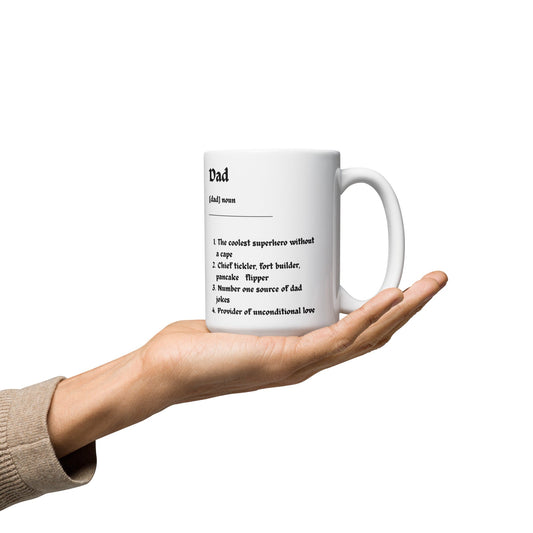 Meaning of Dad Fathers White glossy mug Unique Drinkware Dreams