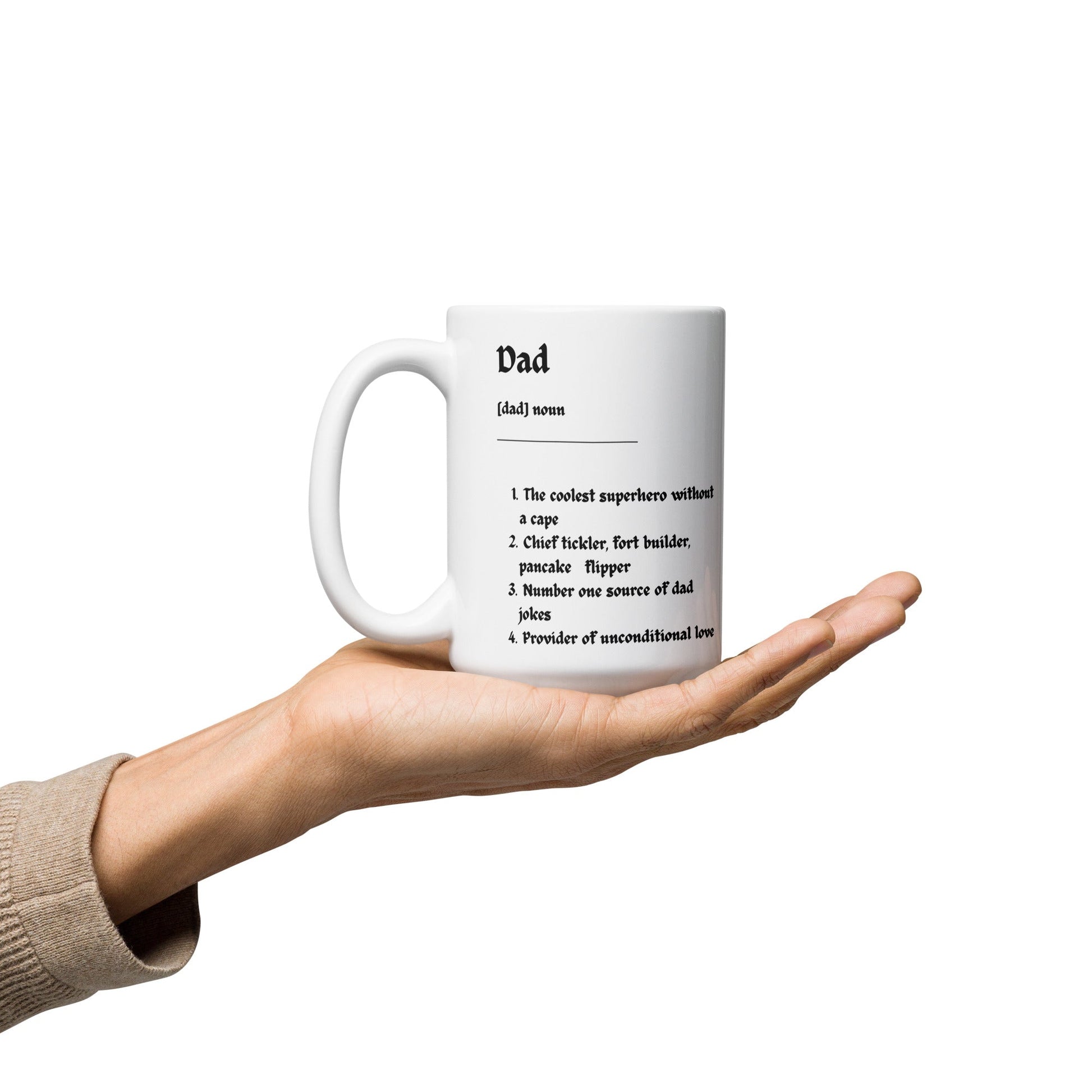 Meaning of Dad Fathers White glossy mug Unique Drinkware Dreams