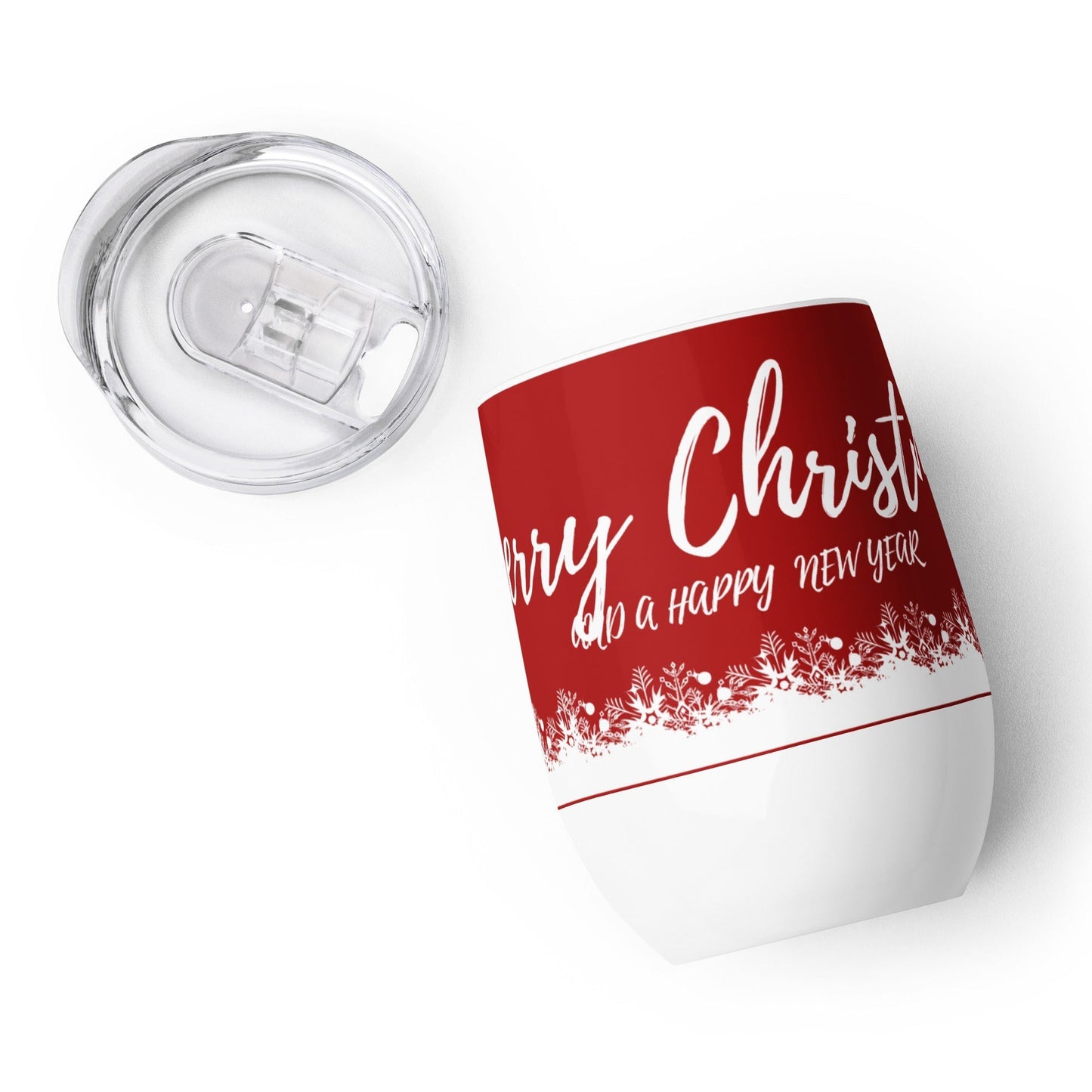 Merry Christmas and a Happy New Year Wine tumbler Unique Drinkware Dreams