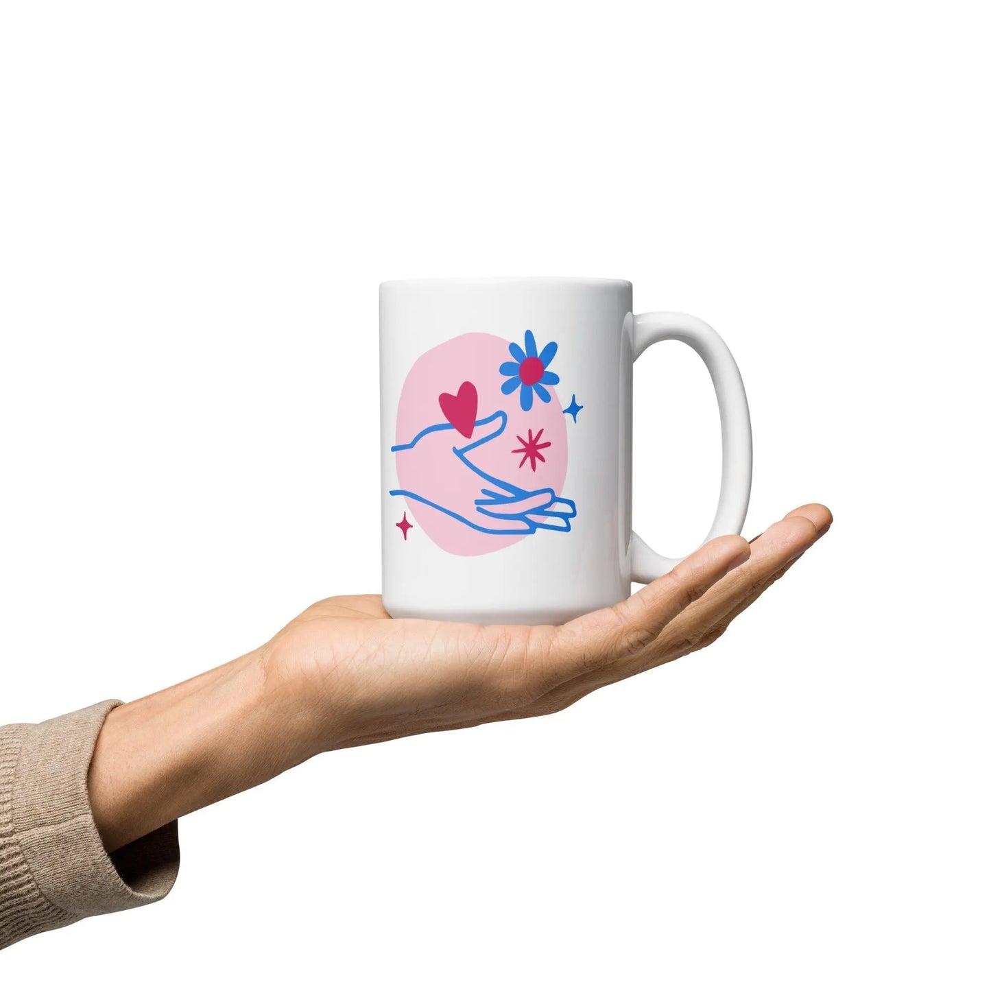 Mothers Day Helping Hand White glossy mug Unique Drinkware Dreams