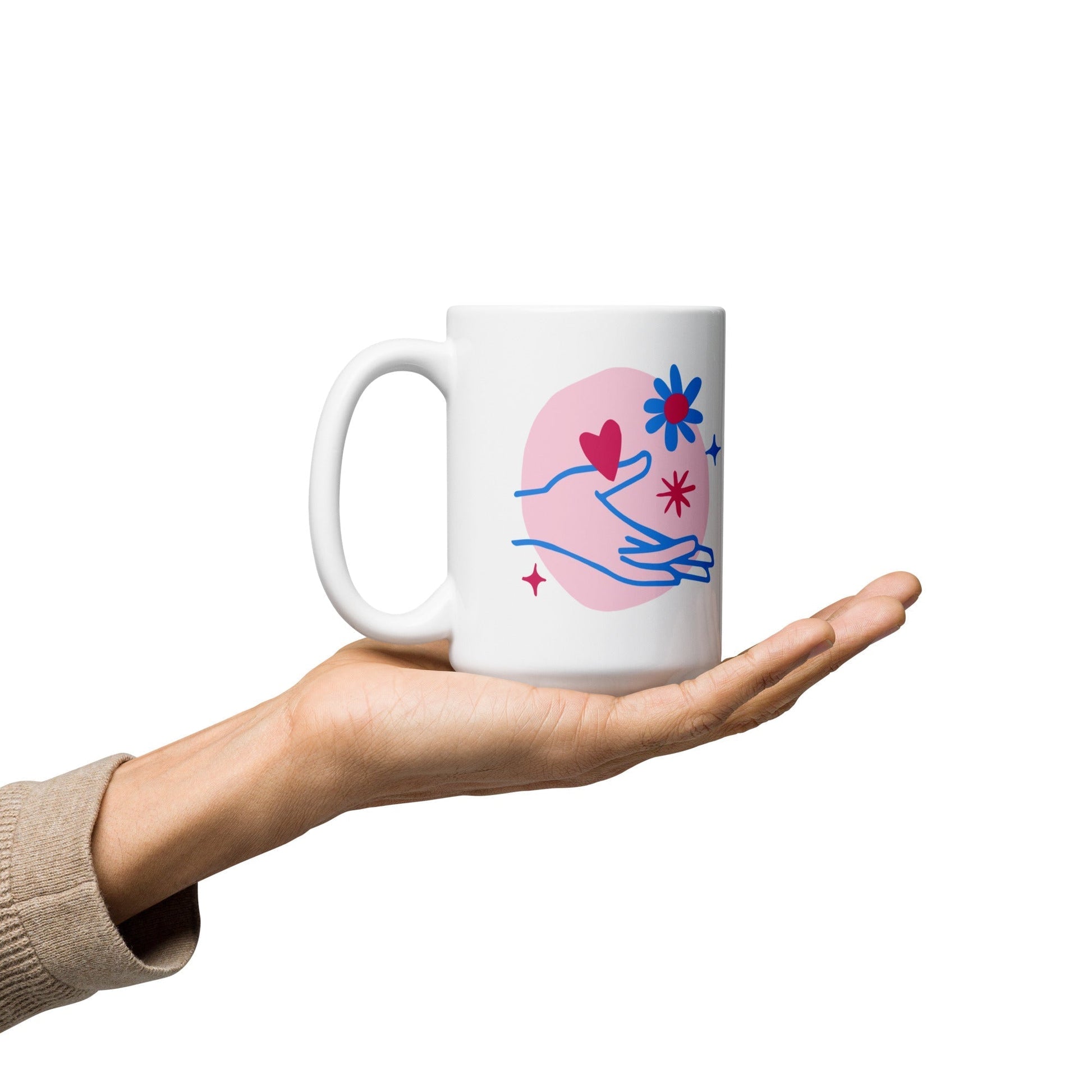 Mothers Helping Hand White glossy mug Unique Drinkware Dreams