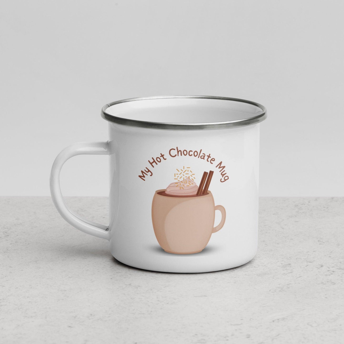 My Hot Chocolate Enamel Mug Unique Drinkware Dreams