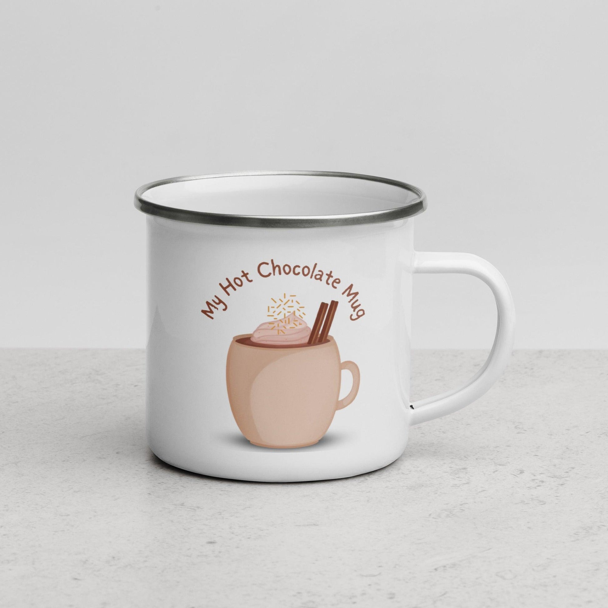 My Hot Chocolate Enamel Mug Unique Drinkware Dreams