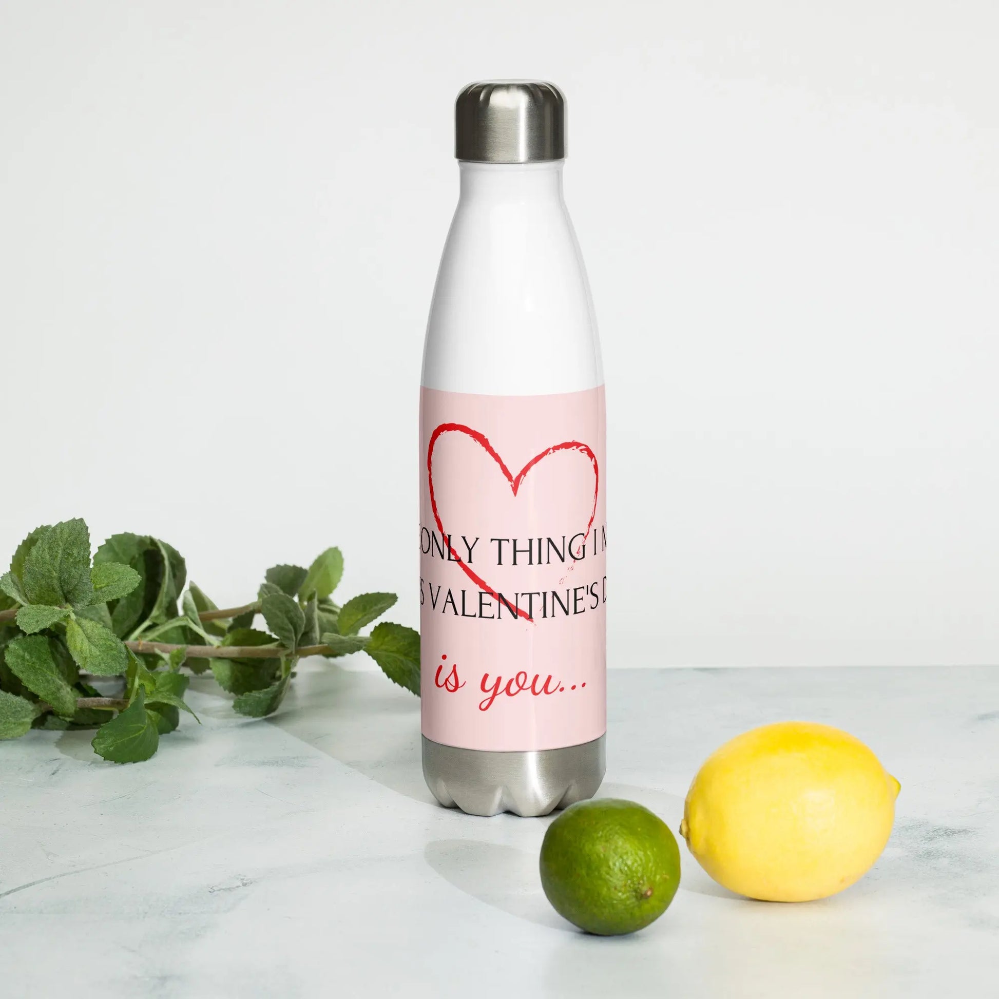Only Thing Valentines Day Is You Stainless steel water bottle Unique Drinkware Dreams