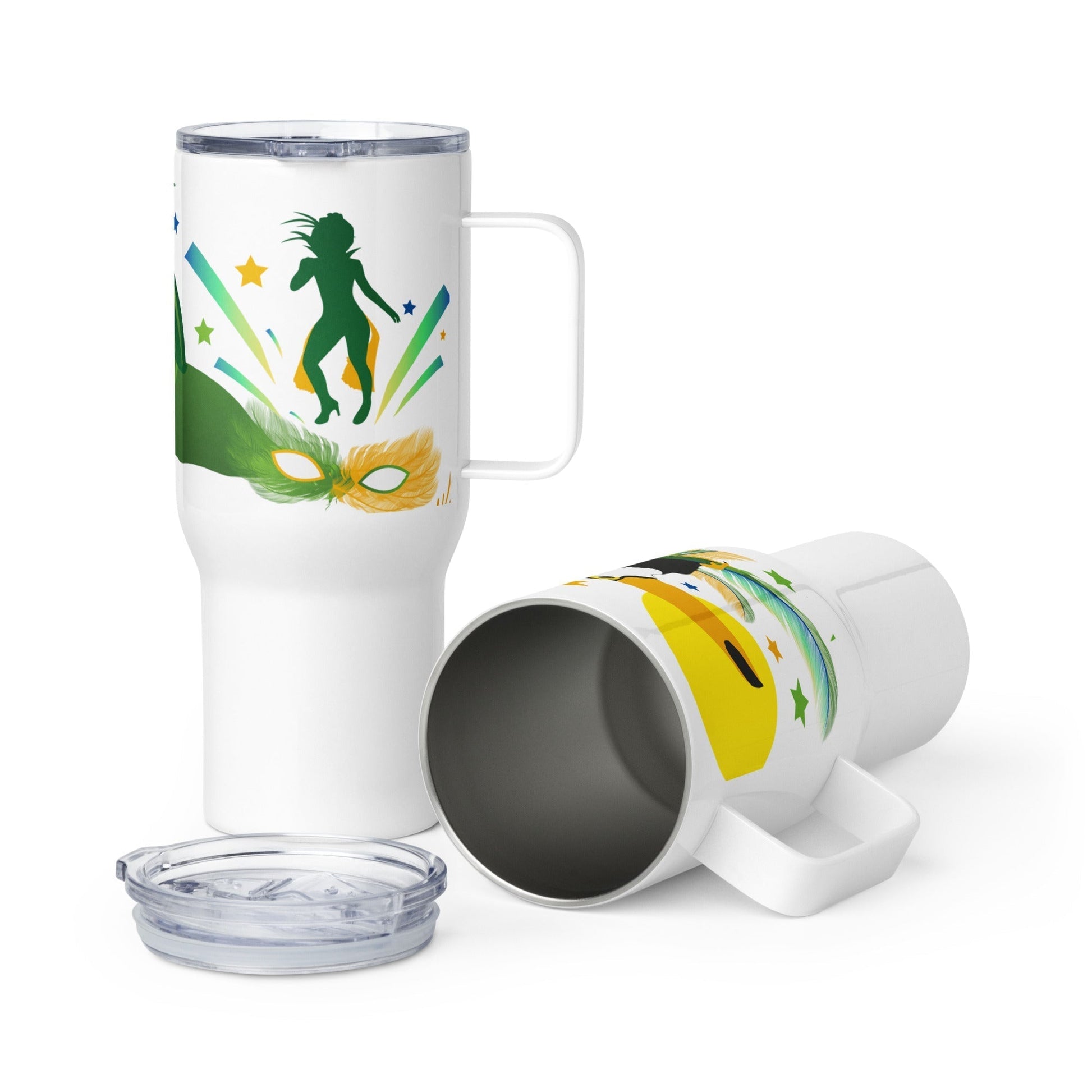 Rio de Janeiro Carnival Festivities Travel mug with a handle Unique Drinkware Dreams