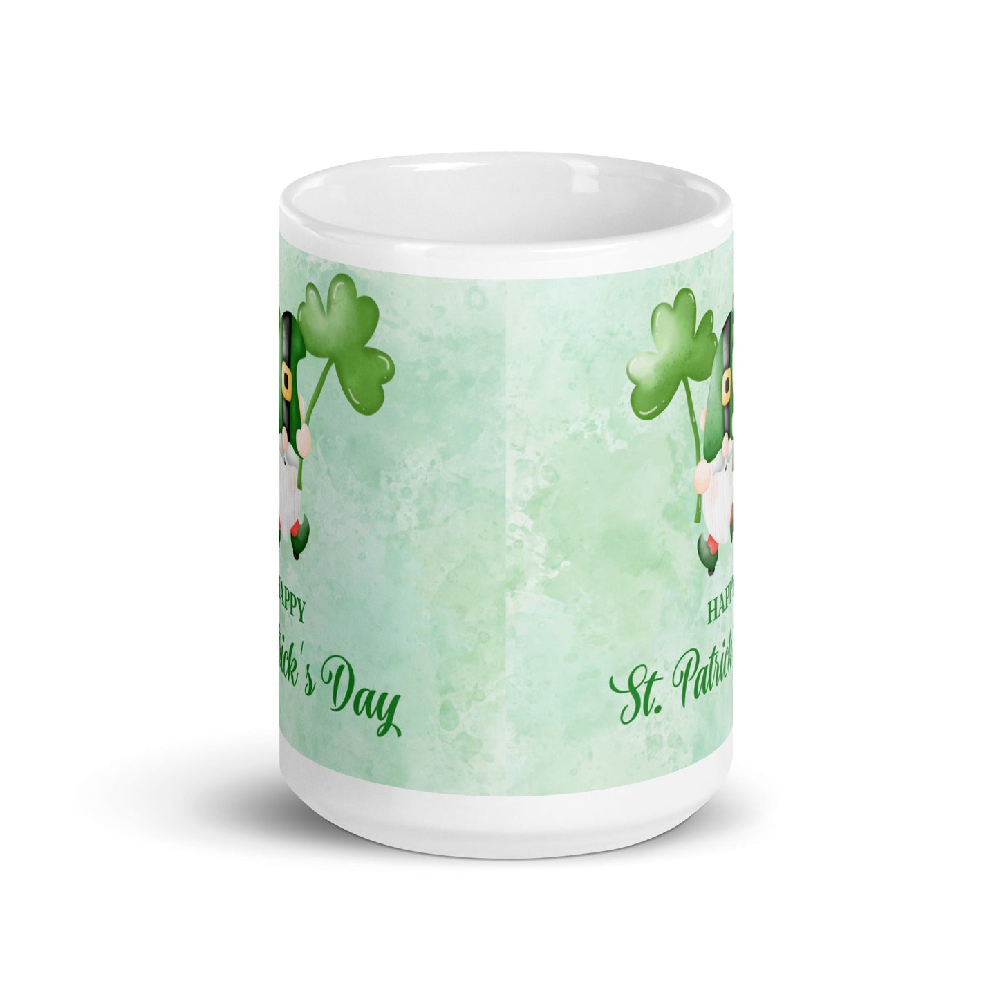 St. Patrick's Day White Glossy Mug Gnome and Greeting 2 Unique Drinkware Dreams