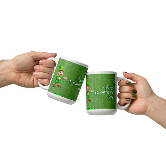 St. Patrick's Day White Glossy Mug Gnome and Greeting Unique Drinkware Dreams