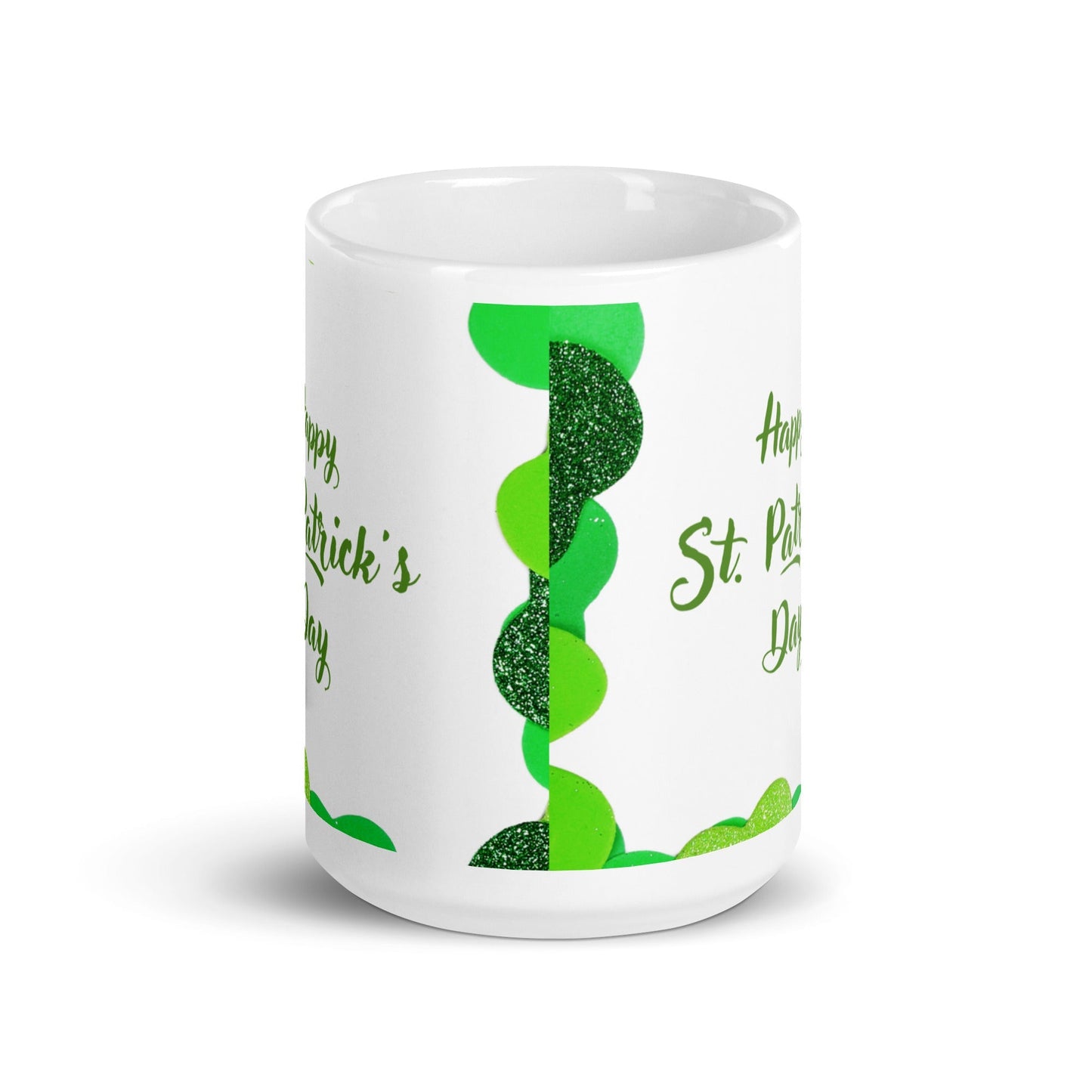 St. Patrick's Day White Glossy Mug Green & White Unique Drinkware Dreams