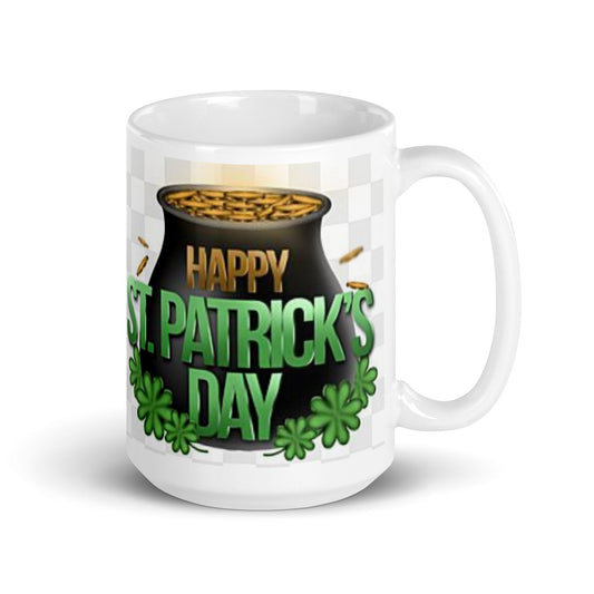 St. Patrick's Day White Glossy Mug Pot of Gold Unique Drinkware Dreams