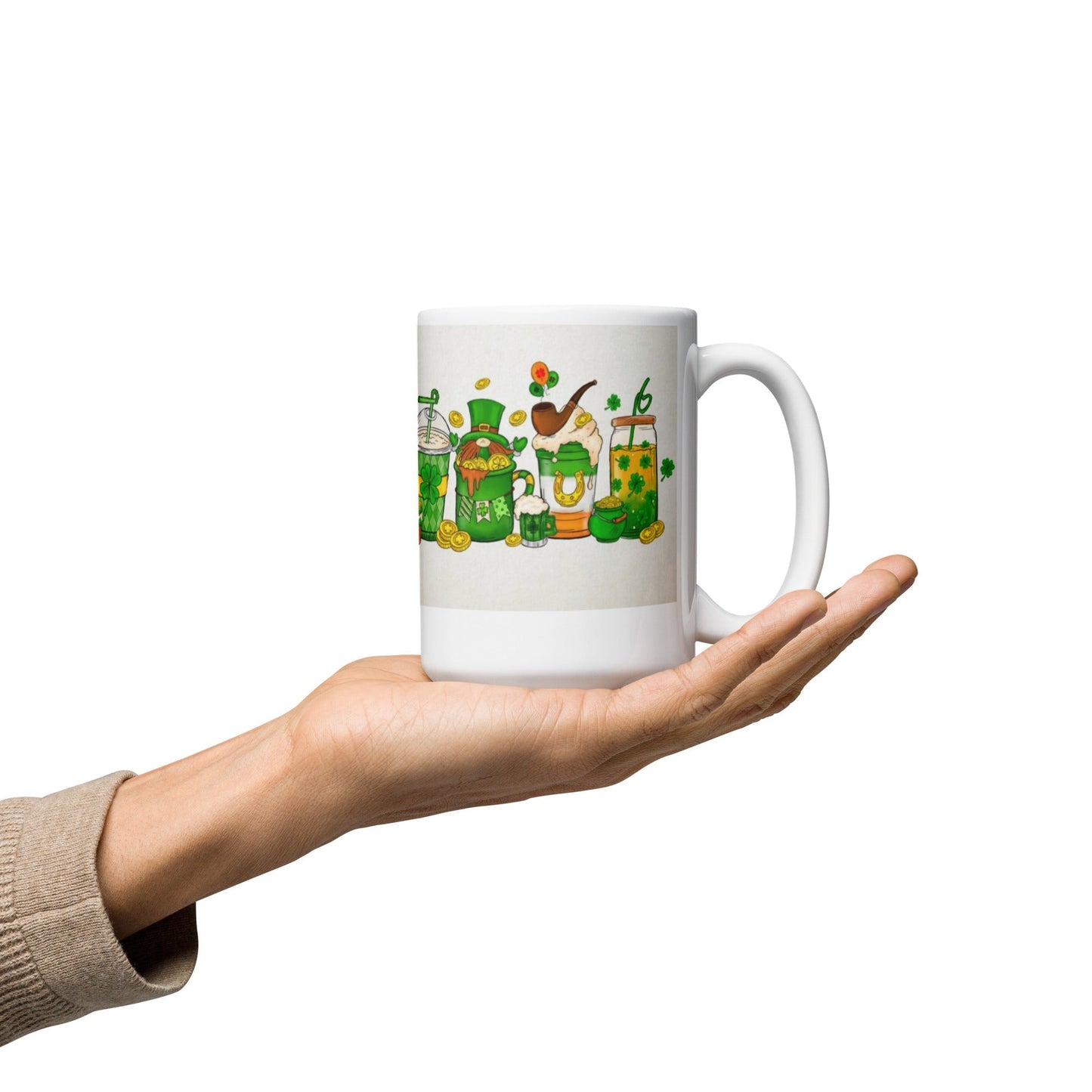 St. Patrick's Day White glossy mug Clipart Unique Drinkware Dreams