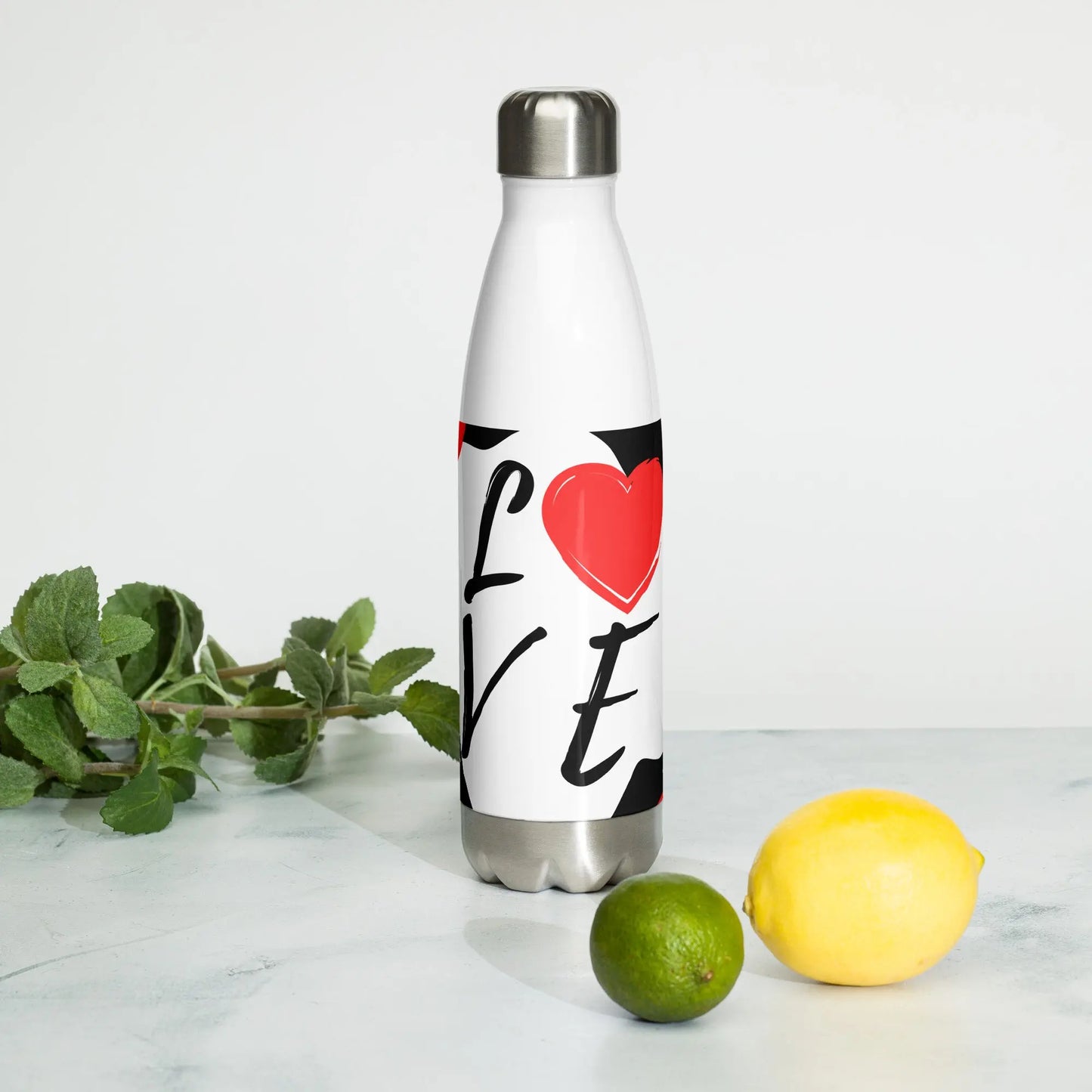 Valentines Day L O V E Stainless steel water bottle Unique Drinkware Dreams