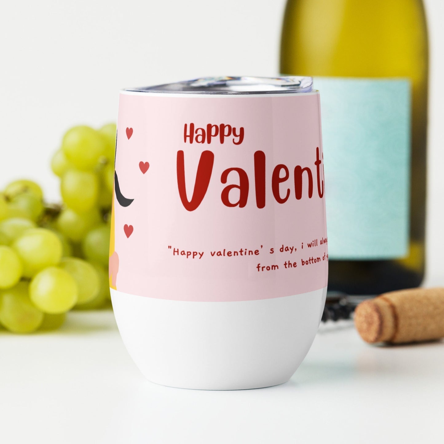 Valentines From The Bottom of My Heart Wine tumbler Unique Drinkware Dreams