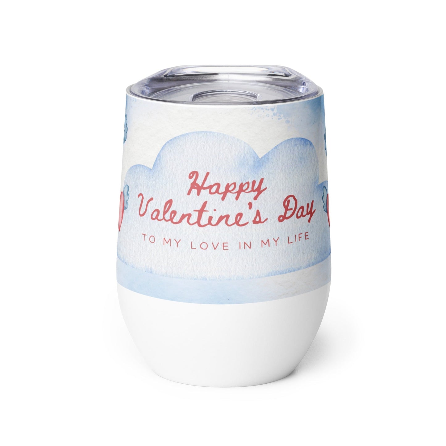 Valentines Love in the clouds Wine tumbler Unique Drinkware Dreams