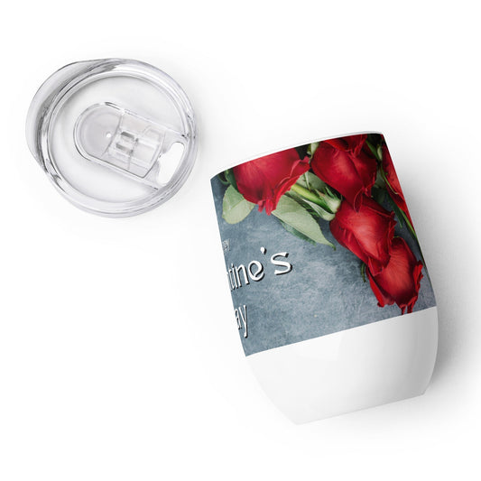 Valentines Red Roses Wine tumbler Unique Drinkware Dreams