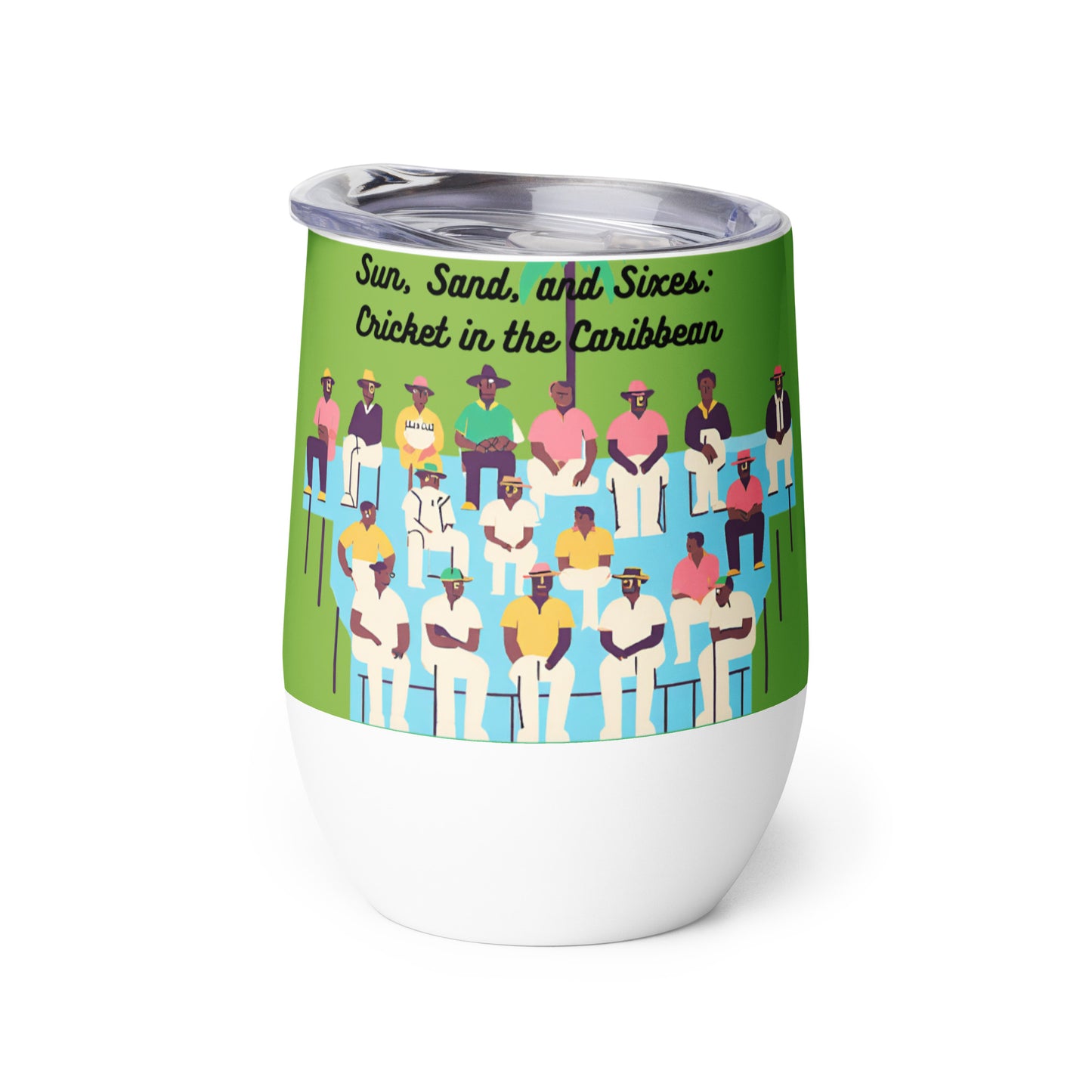 World Cup Cricket 'Sun, Sand, and Sixes: Cricket in the Caribbean' Wine Tumbler Unique Drinkware Dreams