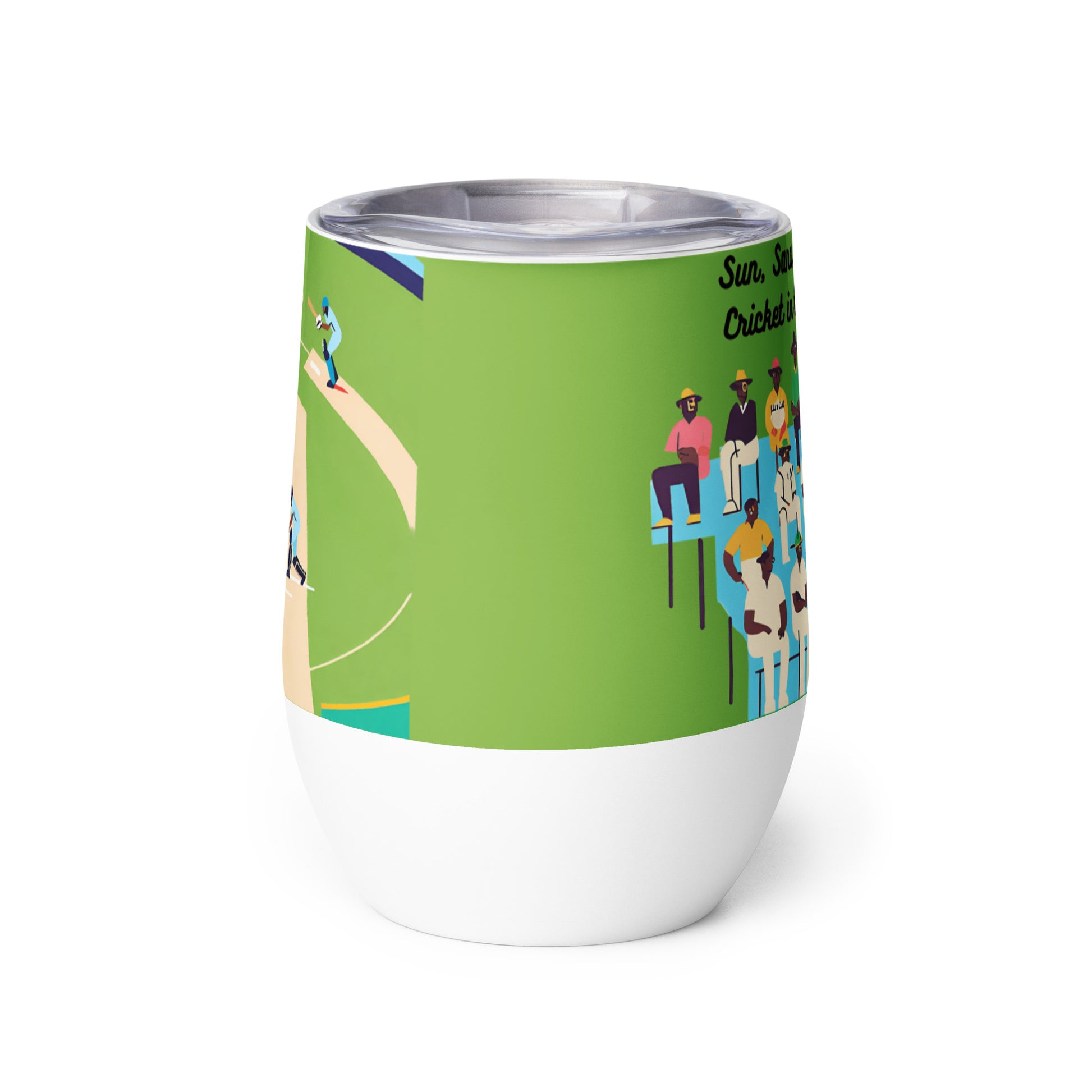 World Cup Cricket 'Sun, Sand, and Sixes: Cricket in the Caribbean' Wine Tumbler Unique Drinkware Dreams