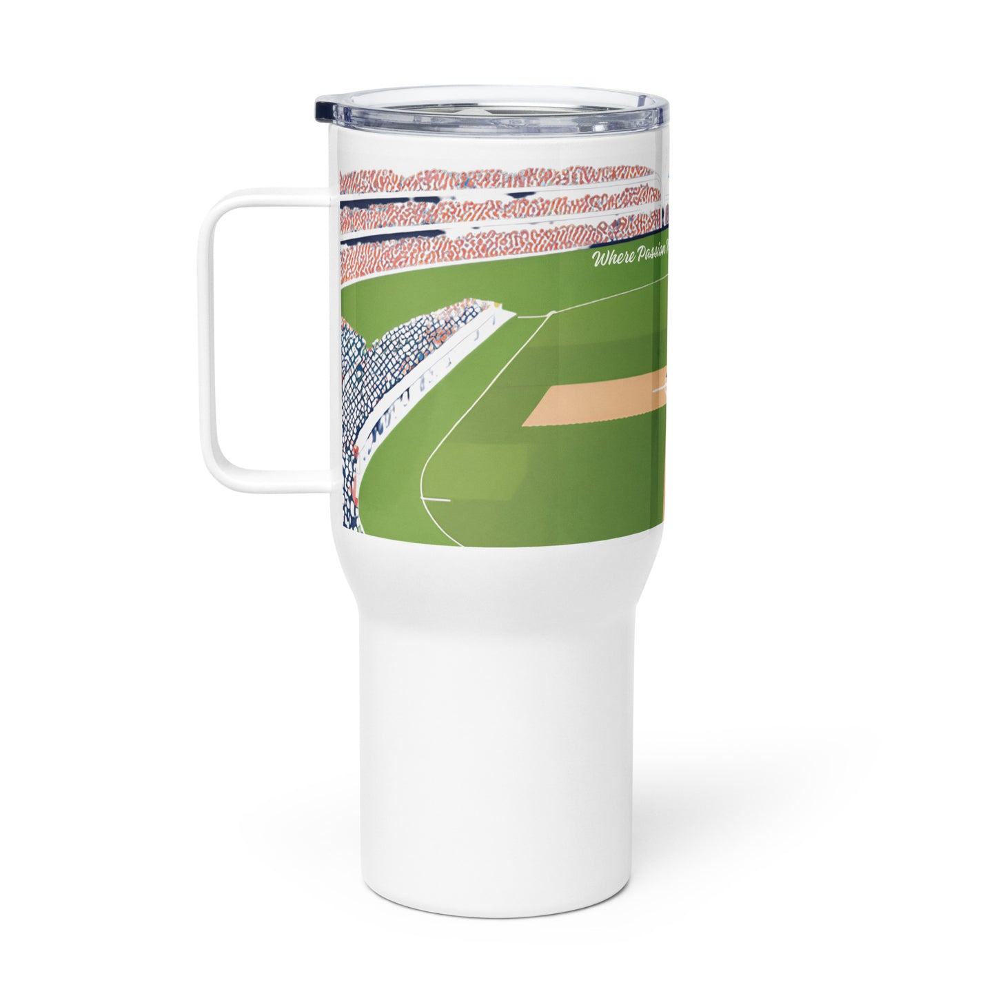 World Cup Cricket 'Where Passion Meets the Pitch' Travel mug with a handle Unique Drinkware Dreams