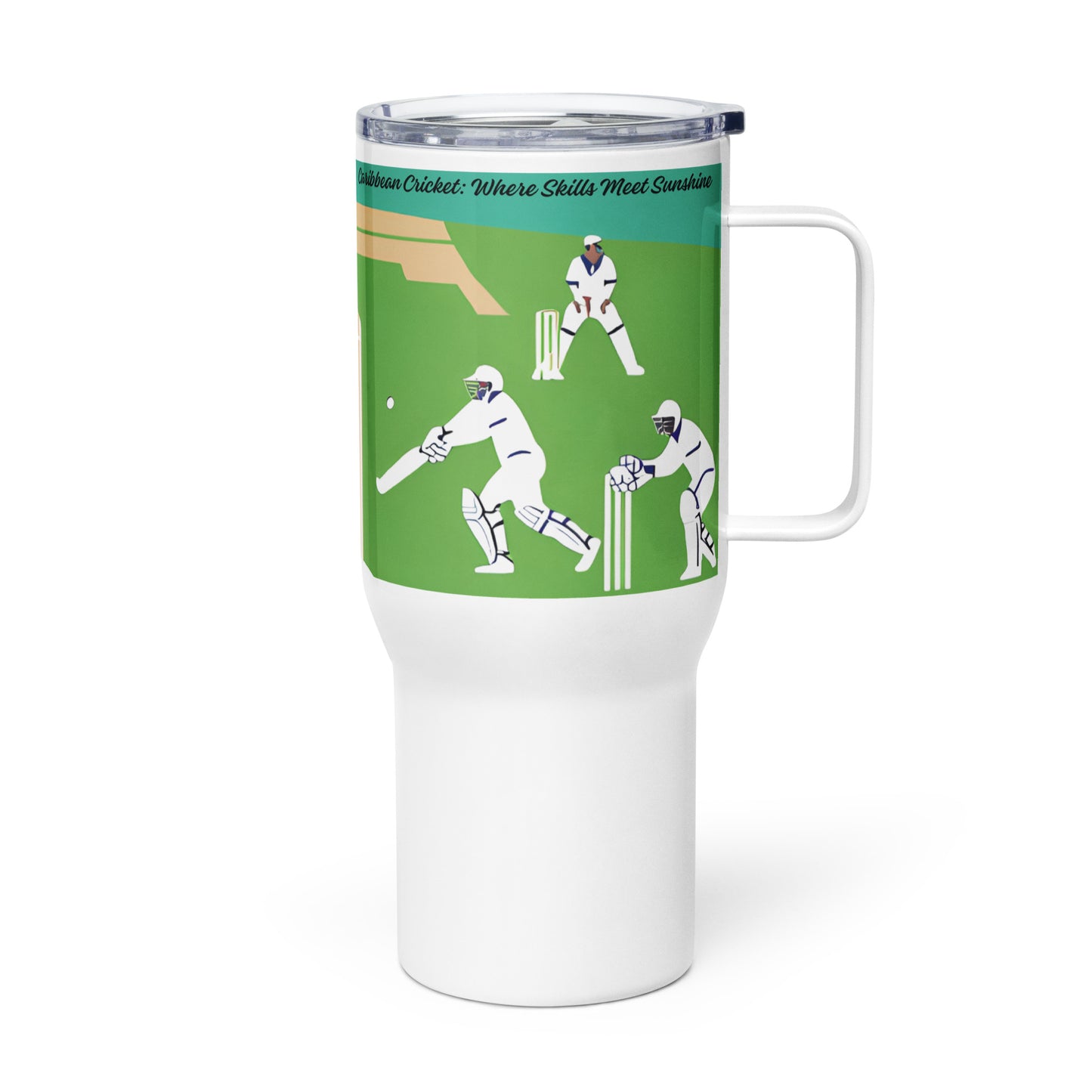 World Cup Cricket 'Where Skills Meet Sunshine' Travel mug with a handle Unique Drinkware Dreams