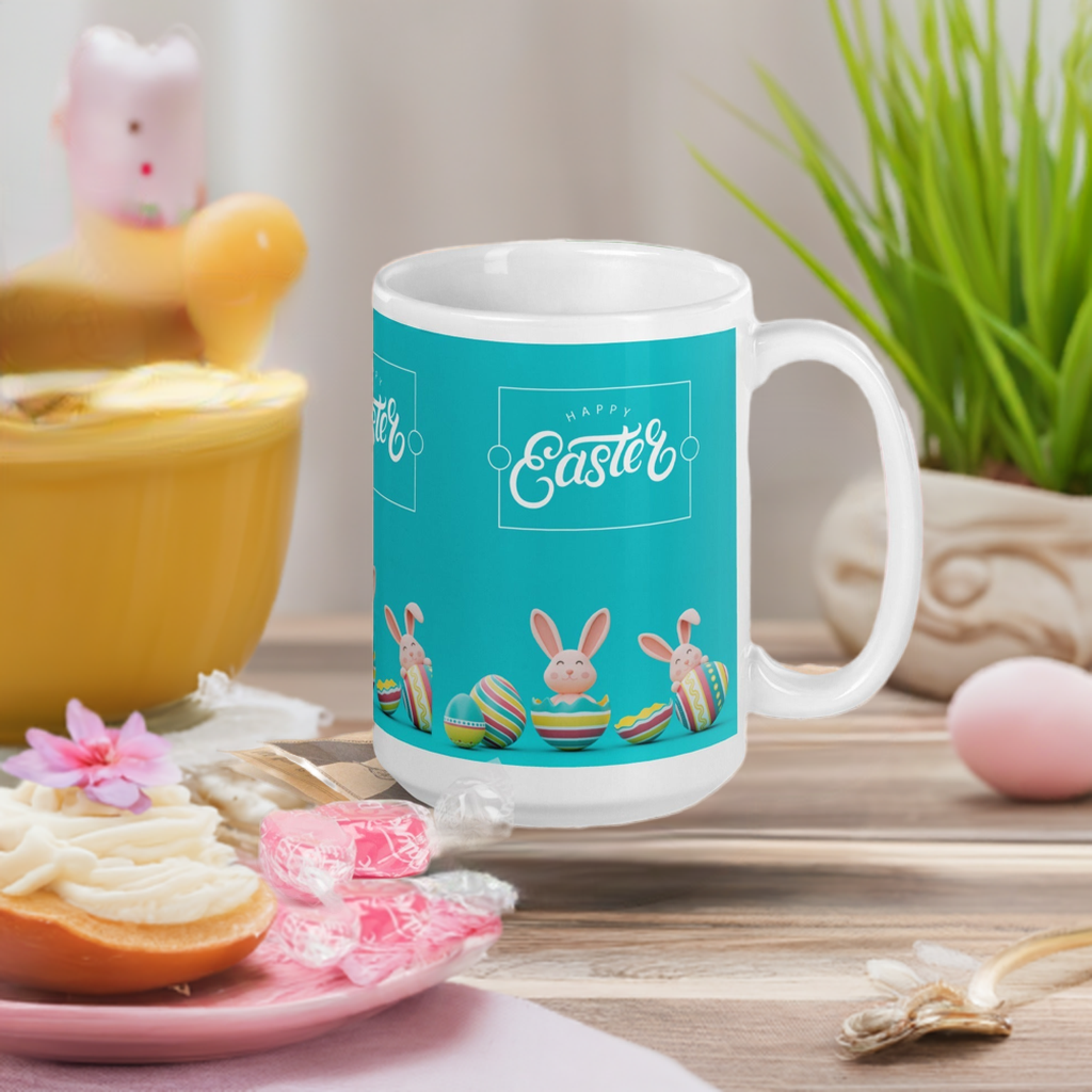 Easter White glossy mug Bunny in Egg