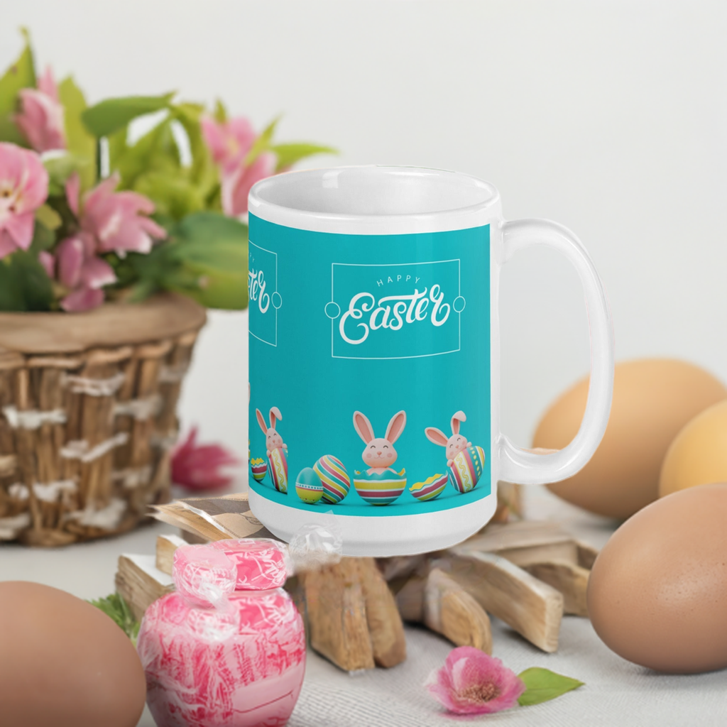 Easter White glossy mug Bunny in Egg